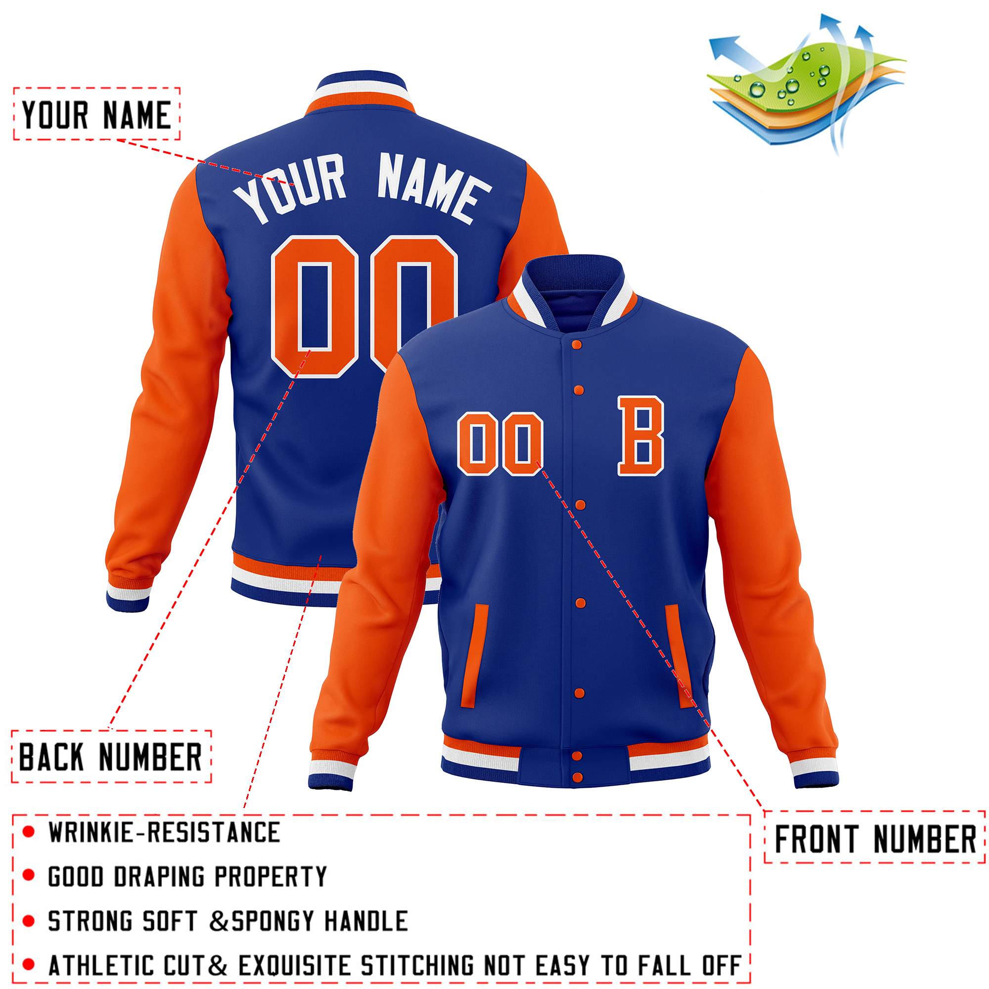 Custom Full-Snap Baseball Coats with Personalized Stitched Varsity Letterman Jacket