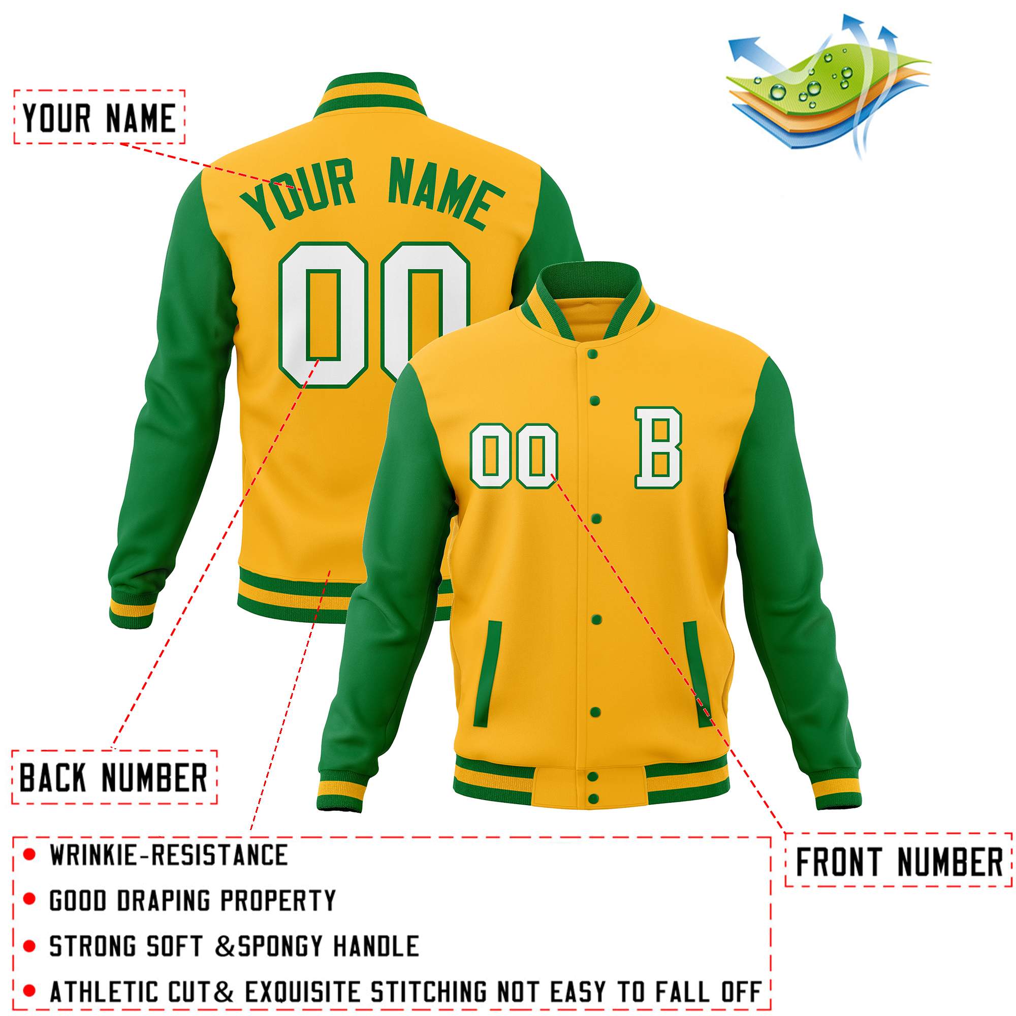 Custom Full-Snap Baseball Varsity Bomber Jackets with Personalized Coats