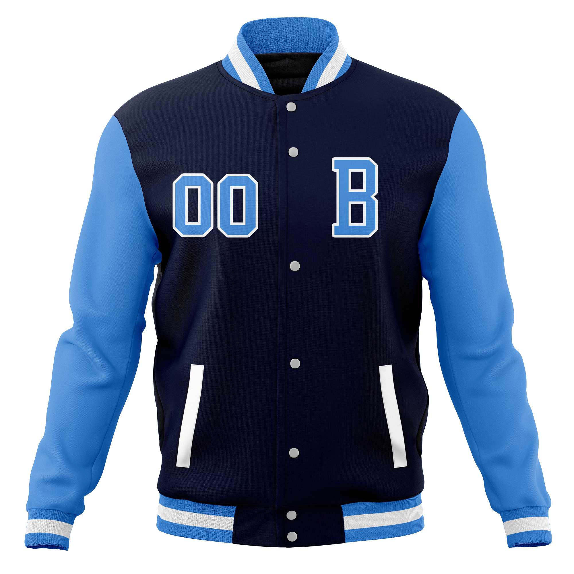 Custom Varsity Letterman Baseball Jacket Personalized Full-Snap Stitched Name Number