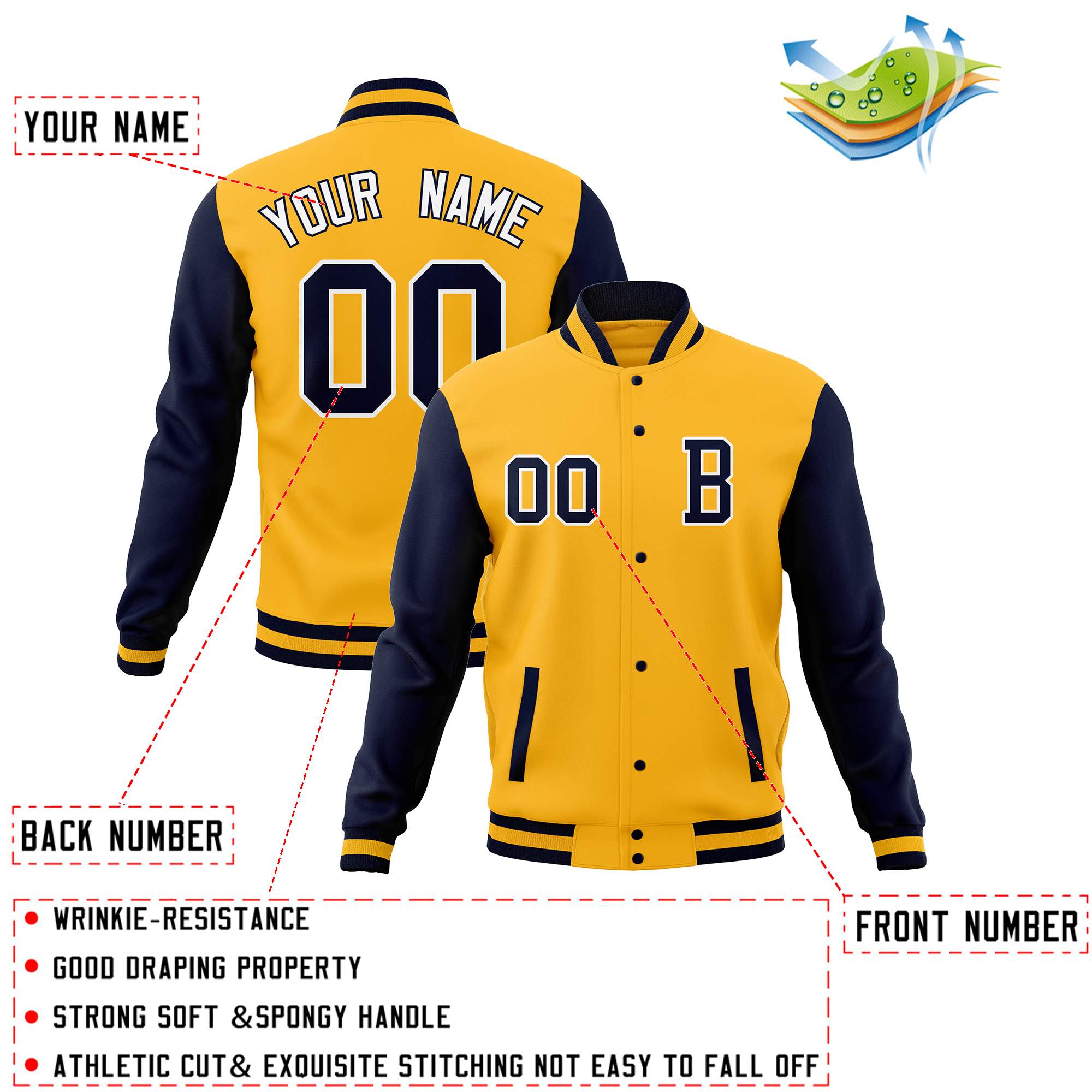 Custom Personalized Stitched Varsity Letterman Jacket and Full-Snap Baseball Coats