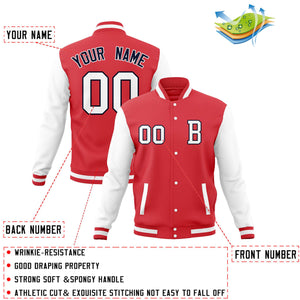 Custom Varsity Letterman Baseball Jacket Personalized Full-Snap Stitched Name Number