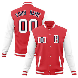 Custom Varsity Letterman Baseball Jacket Personalized Full-Snap Stitched Name Number