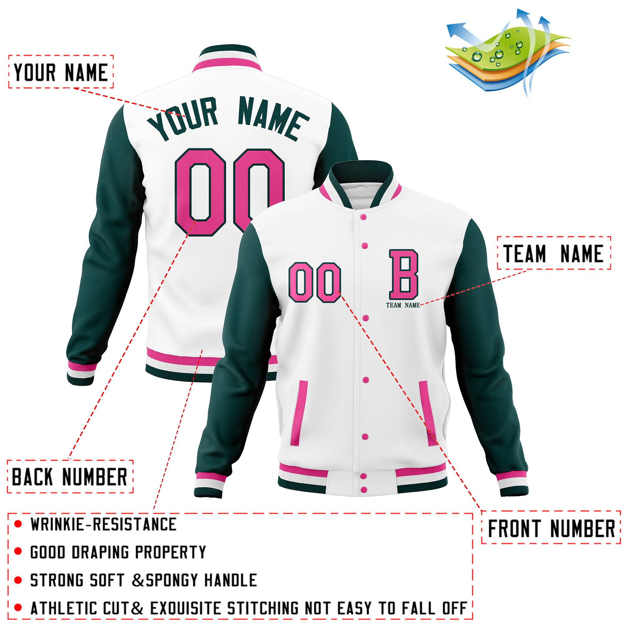 Custom Full-Snap Baseball Coats with Personalized Stitched Varsity Letterman Jacket