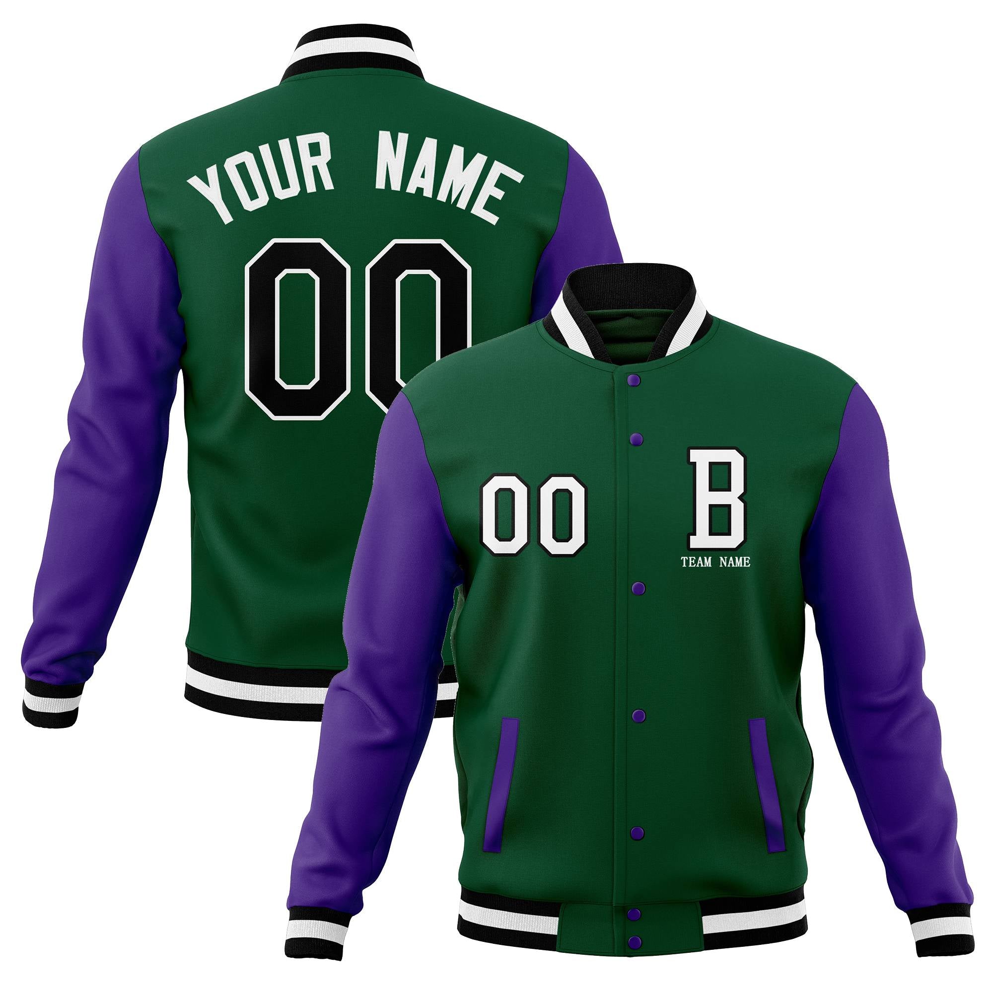 Custom Varsity Letterman Baseball Jacket Personalized Full-Snap Stitched Coats