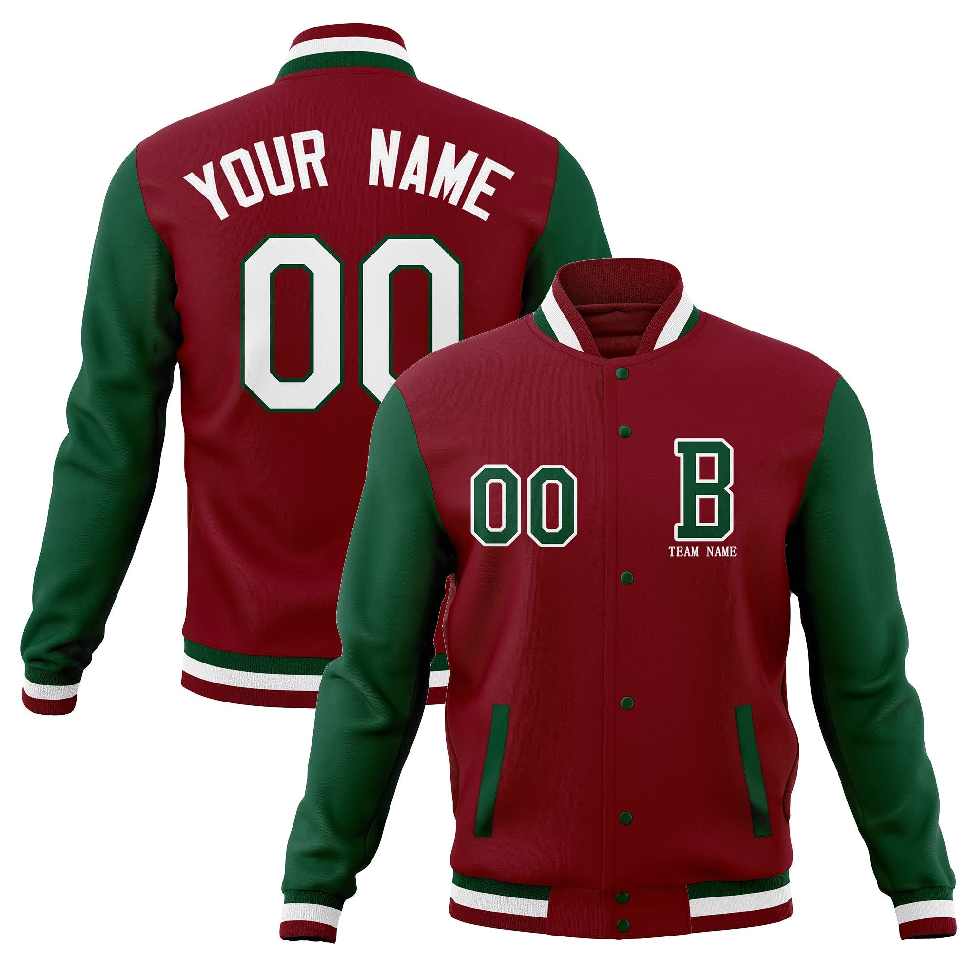 Custom Varsity Letterman Baseball Jacket Personalized Full-Snap Stitched Coats