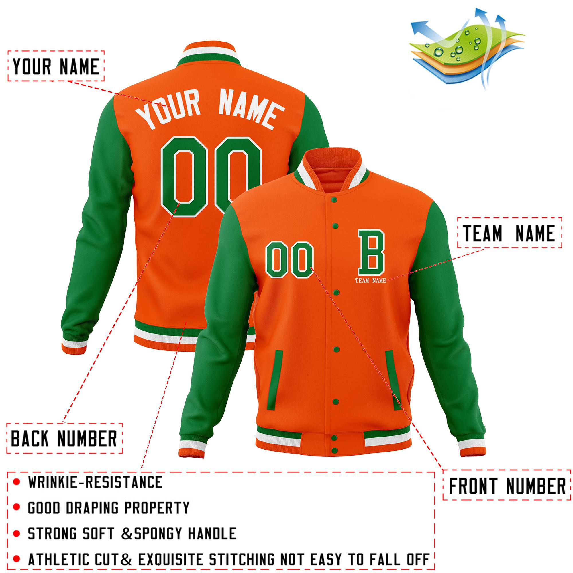 Custom Full-Snap Baseball Coats with Personalized Stitched Varsity Letterman Jacket