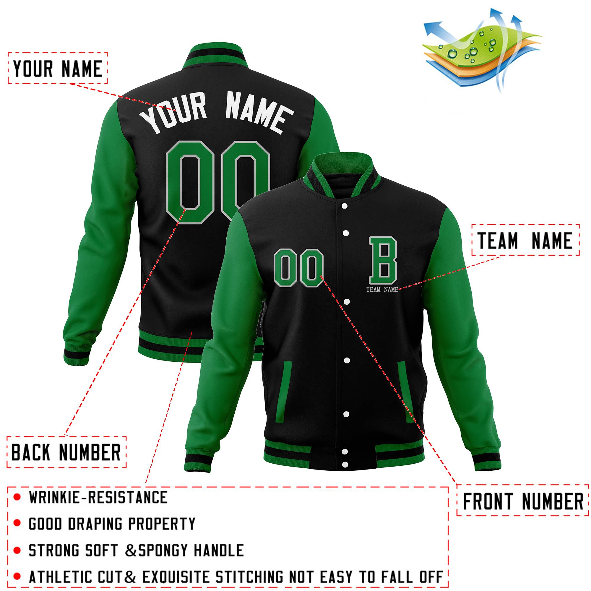 Custom Full-Snap Baseball Coats with Personalized Stitched Varsity Letterman Jacket