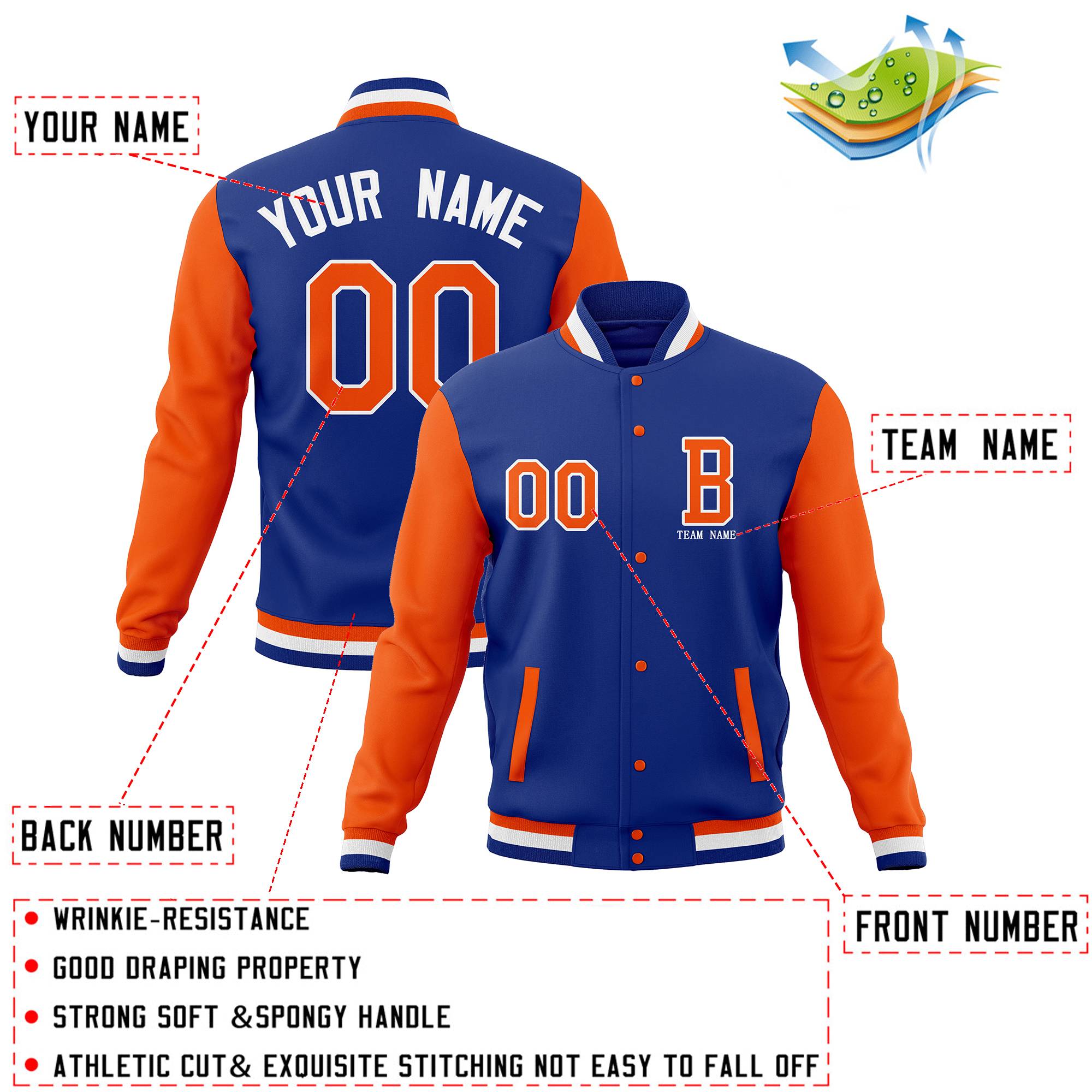 Custom Full-Snap Baseball Coats with Personalized Stitched Varsity Letterman Jacket