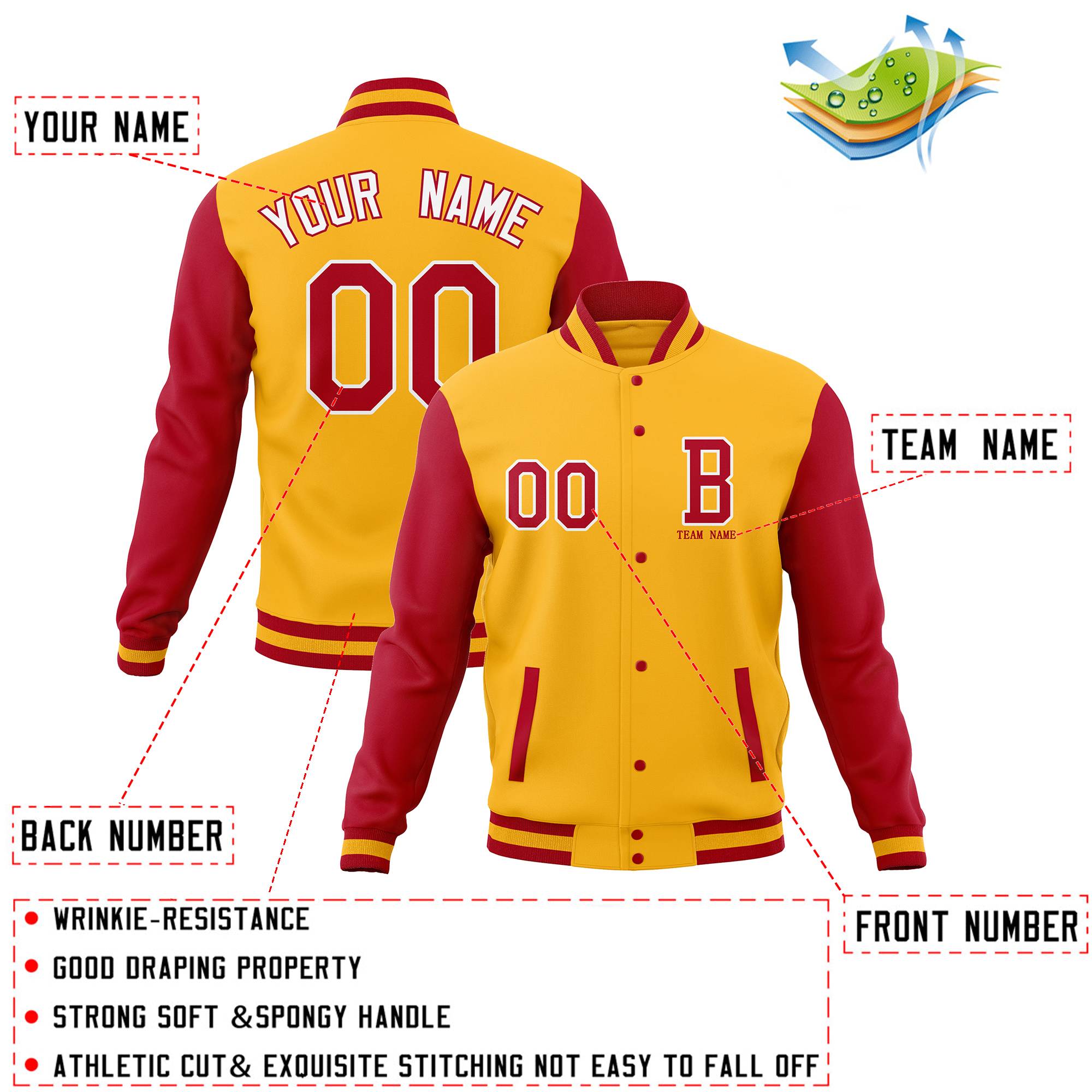 Custom Full-Snap Baseball Coats with Personalized Stitched Varsity Letterman Jacket