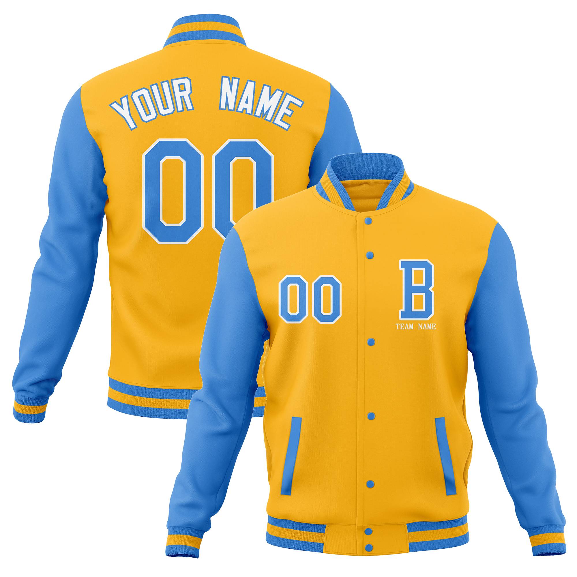 Custom Varsity Letterman Baseball Jacket Personalized Full-Snap Stitched Coats