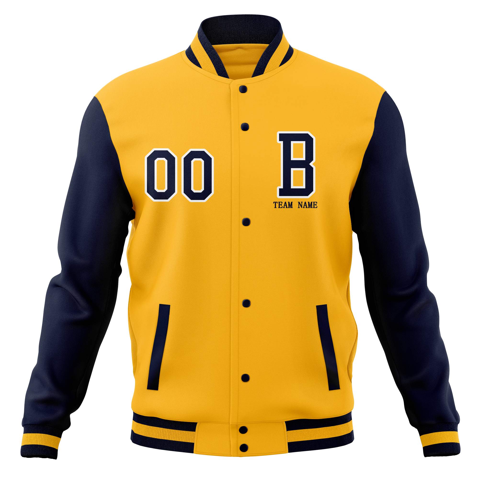 Veste universitaire cousue personnalisée et manteaux de baseball à bouton-pression