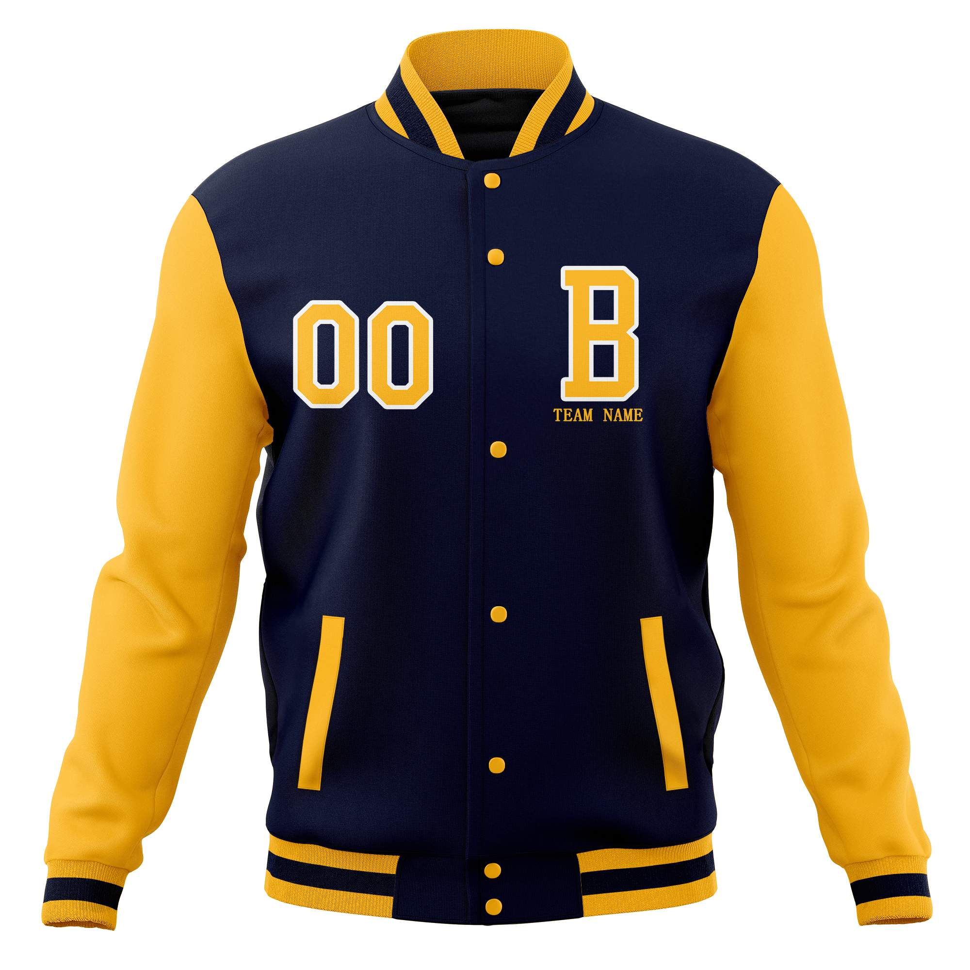 Veste universitaire cousue personnalisée et manteaux de baseball à bouton-pression