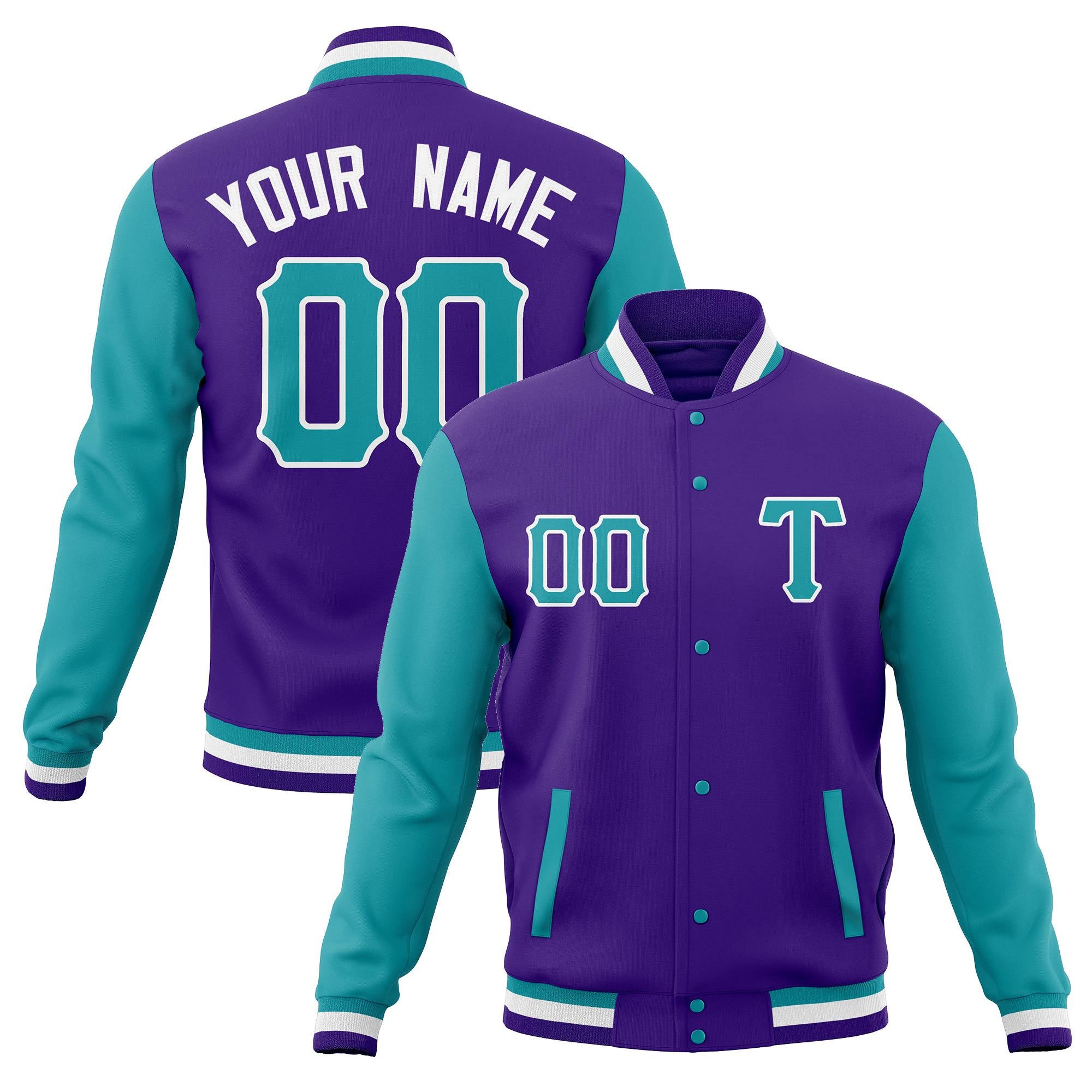 Custom Men's Casual Baseball Coats Varsity Letterman Full-Snap Jackets