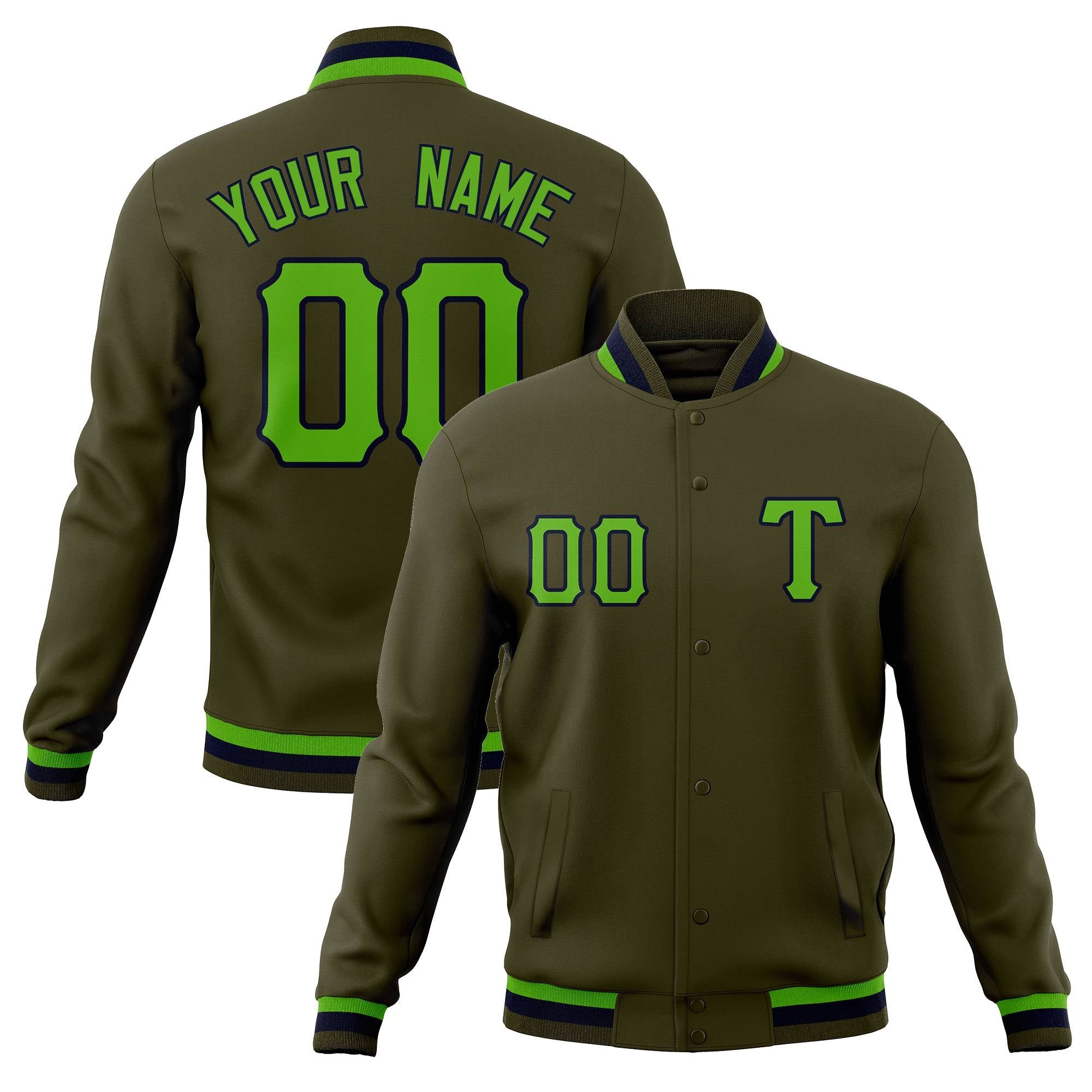 Custom Men's Casual Baseball Coats Varsity Letterman Full-Snap Jackets