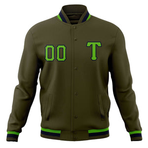 Custom Men's Casual Baseball Coats Varsity Letterman Full-Snap Jackets