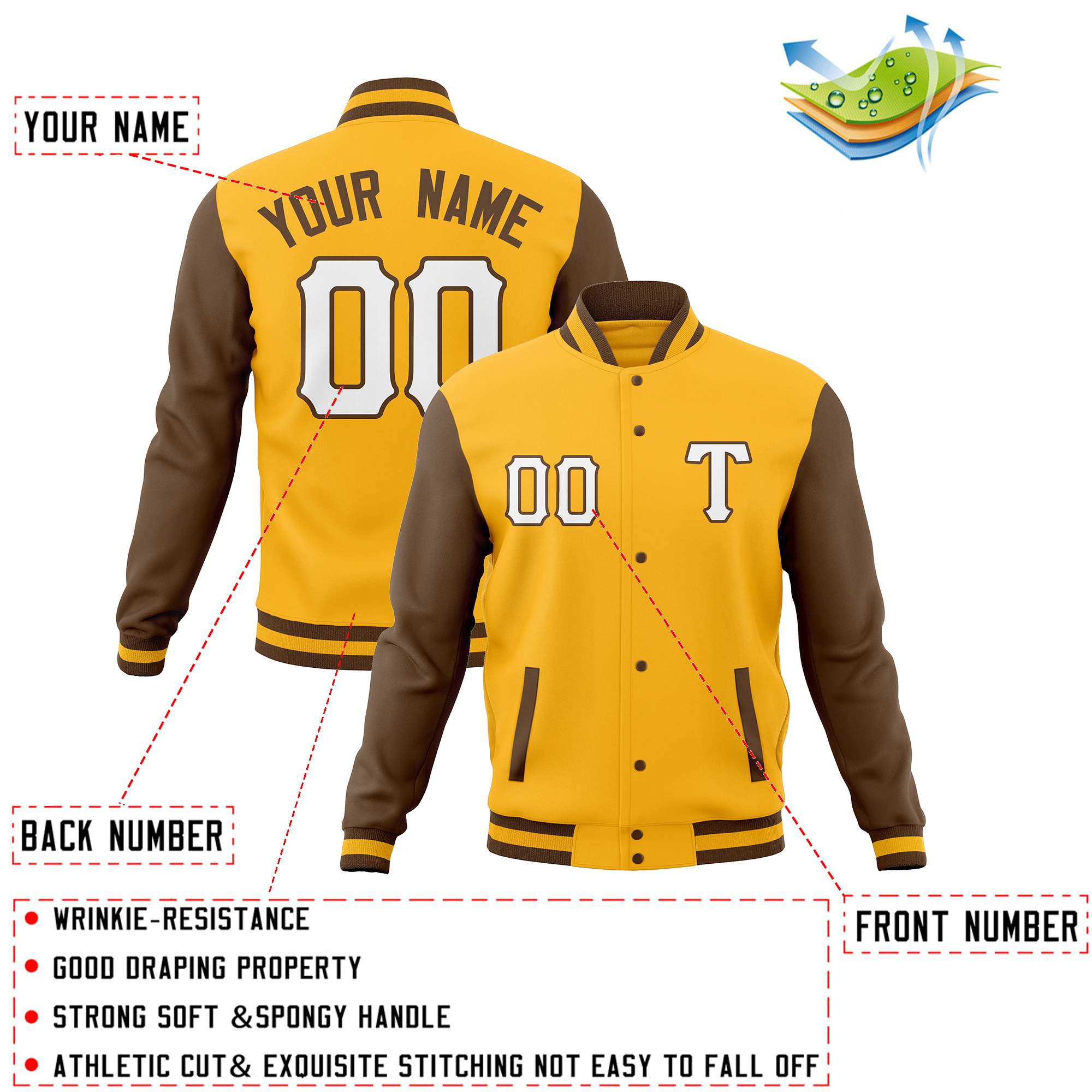 Custom Adult Full-Snap Baseball Varsity Letterman Jackets Cotton Blend Coats