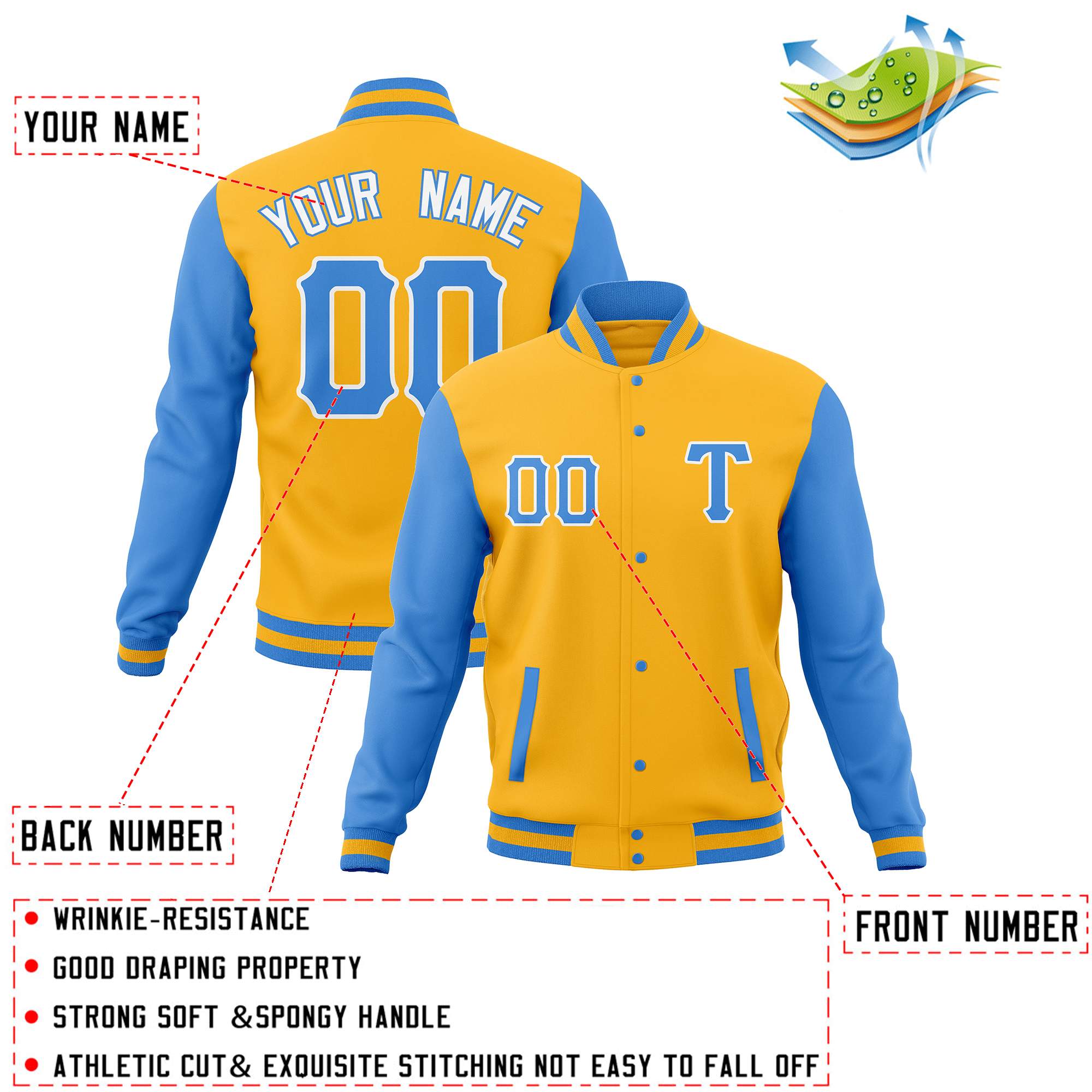 Custom Adult Full-Snap Baseball Varsity Letterman Jackets Cotton Blend Coats