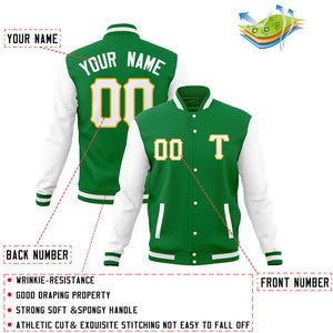 Custom Men's Casual Baseball Coats Varsity Letterman Full-Snap Jackets