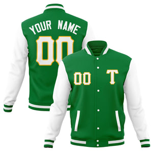 Custom Men's Casual Baseball Coats Varsity Letterman Full-Snap Jackets