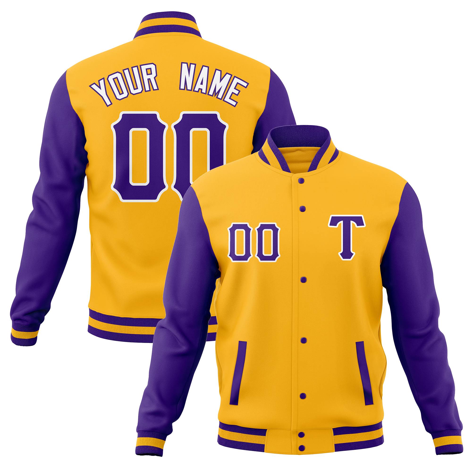 Custom Cotton Blend Baseball Jackets Varsity Letterman Full-Snap Coats for Adults