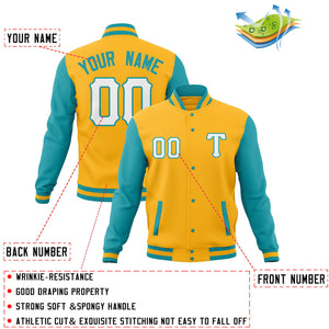 Custom Men's Casual Baseball Coats Varsity Letterman Full-Snap Jackets