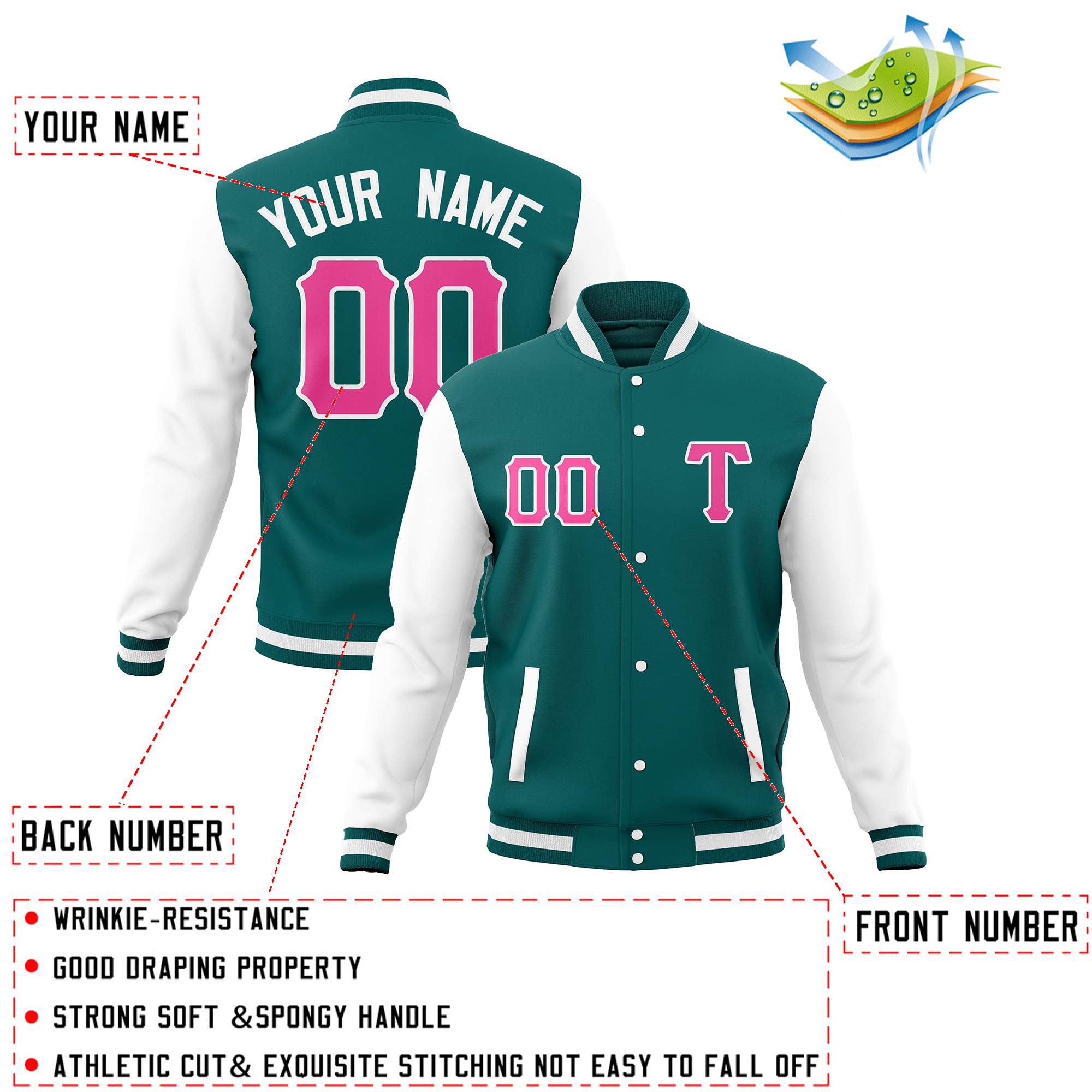 Custom Casual Baseball Jackets Varsity Letterman Full-Snap Coats for Adults