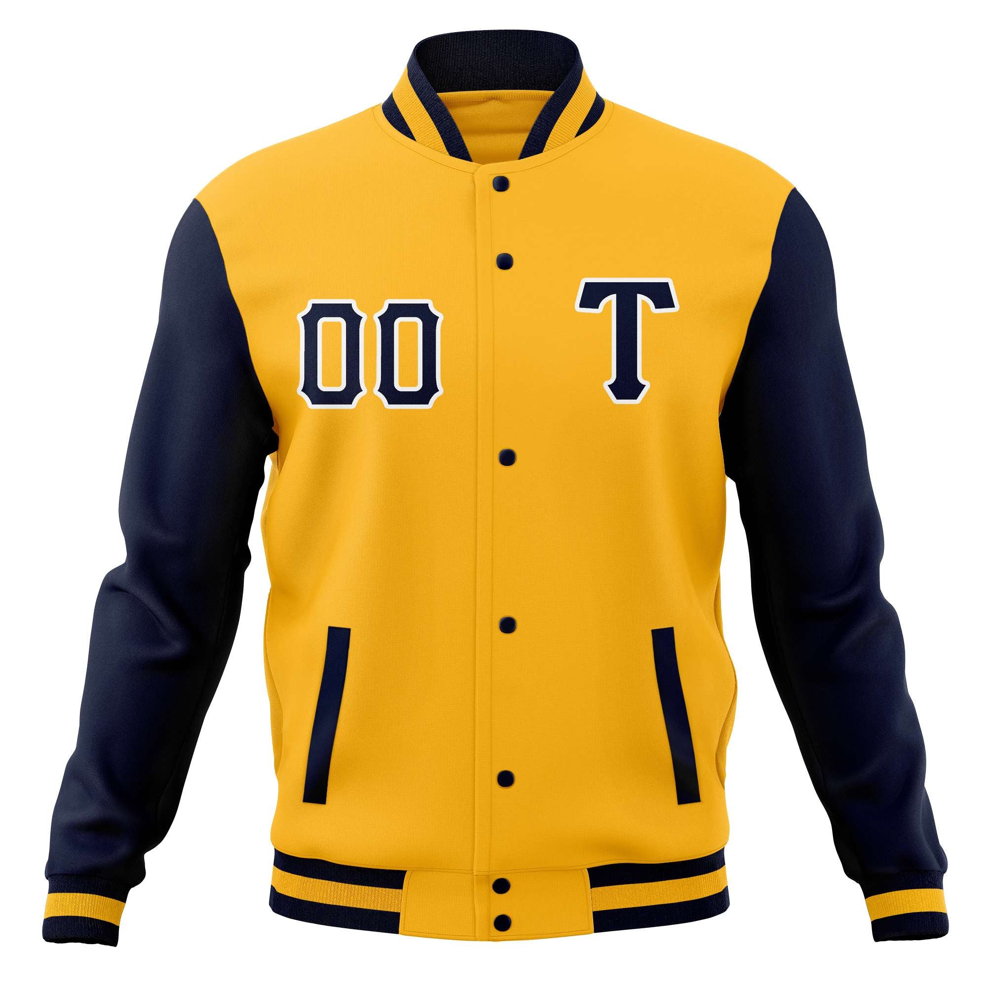 Custom Men's Casual Baseball Coats Varsity Letterman Full-Snap Jackets