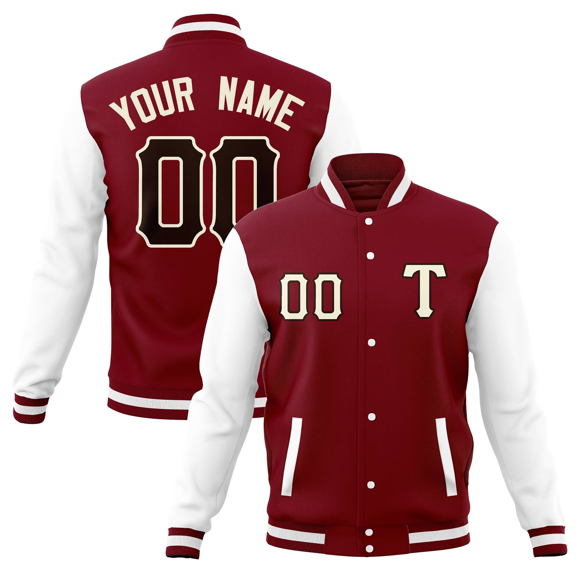 Custom Casual Baseball Jackets Varsity Letterman Full-Snap Coats for Adults