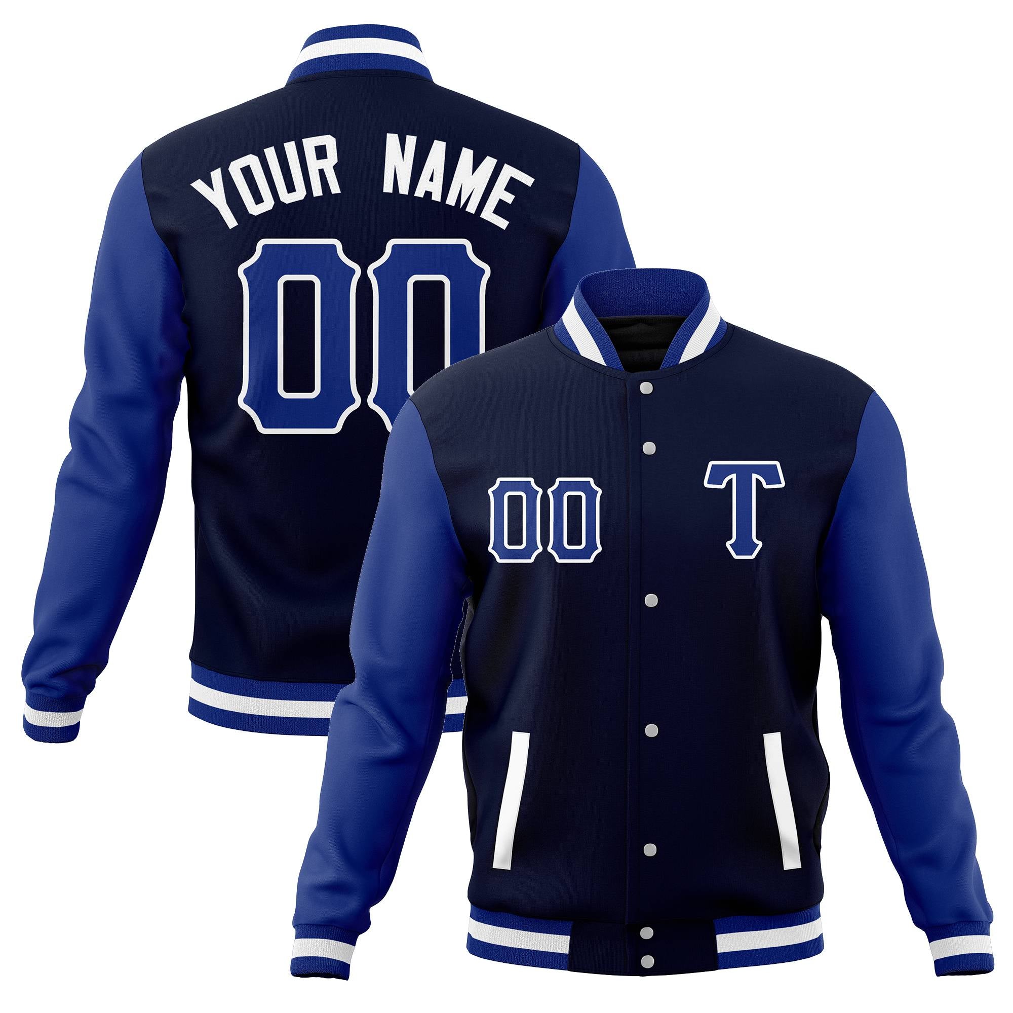 Custom Cotton Blend Baseball Jackets Varsity Letterman Full-Snap Coats for Adults