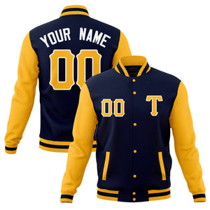 Custom Men's Casual Baseball Coats Varsity Letterman Full-Snap Jackets