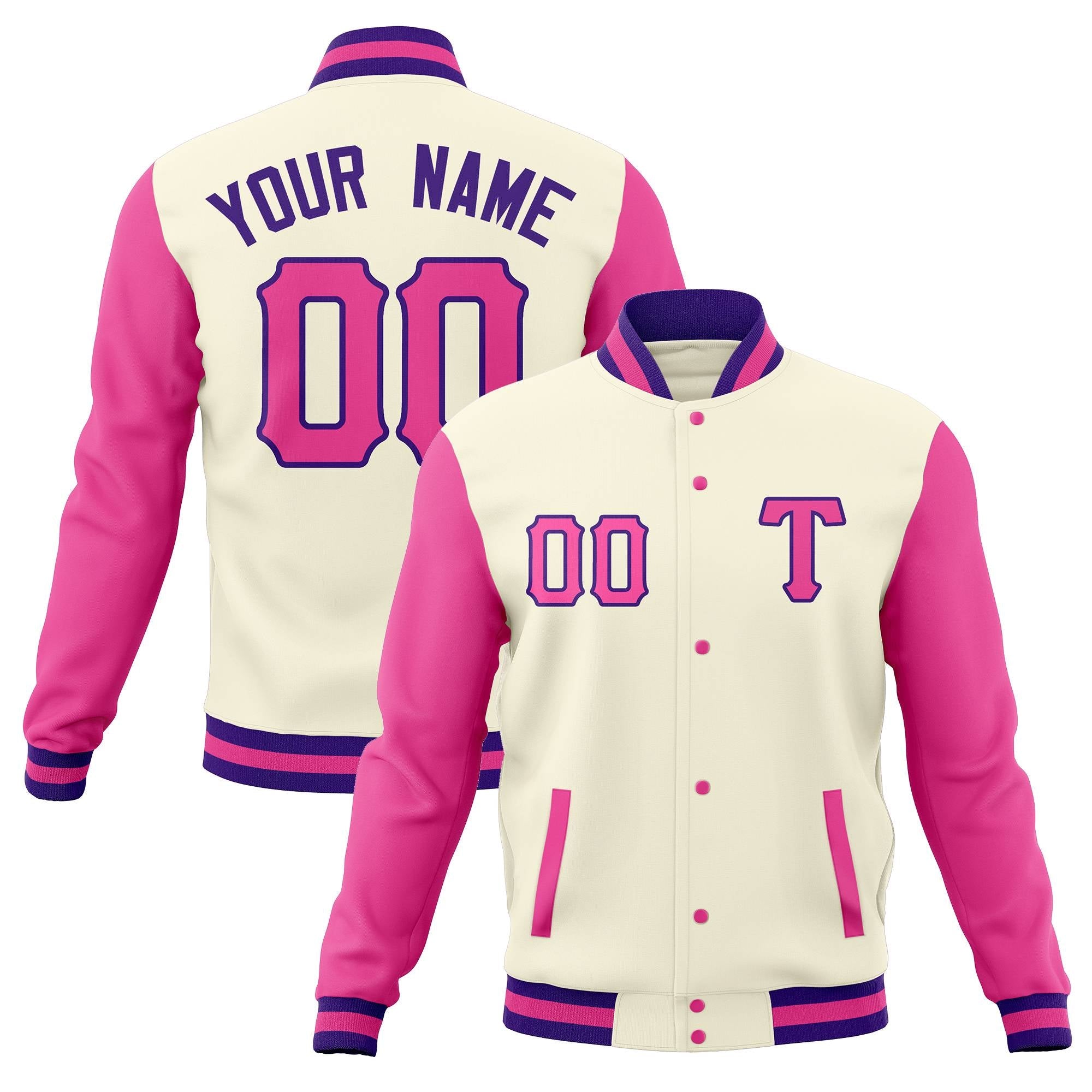 Custom Casual Baseball Jackets Varsity Letterman Full-Snap Coats for Adults