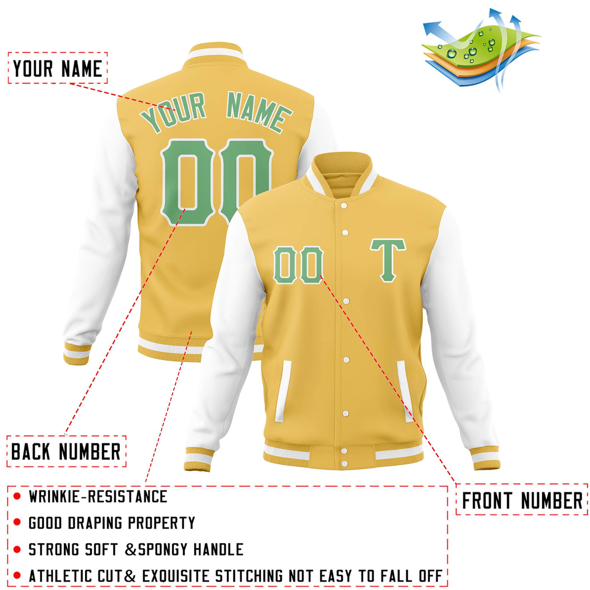 Custom Casual Baseball Jackets Varsity Letterman Full-Snap Coats for Adults