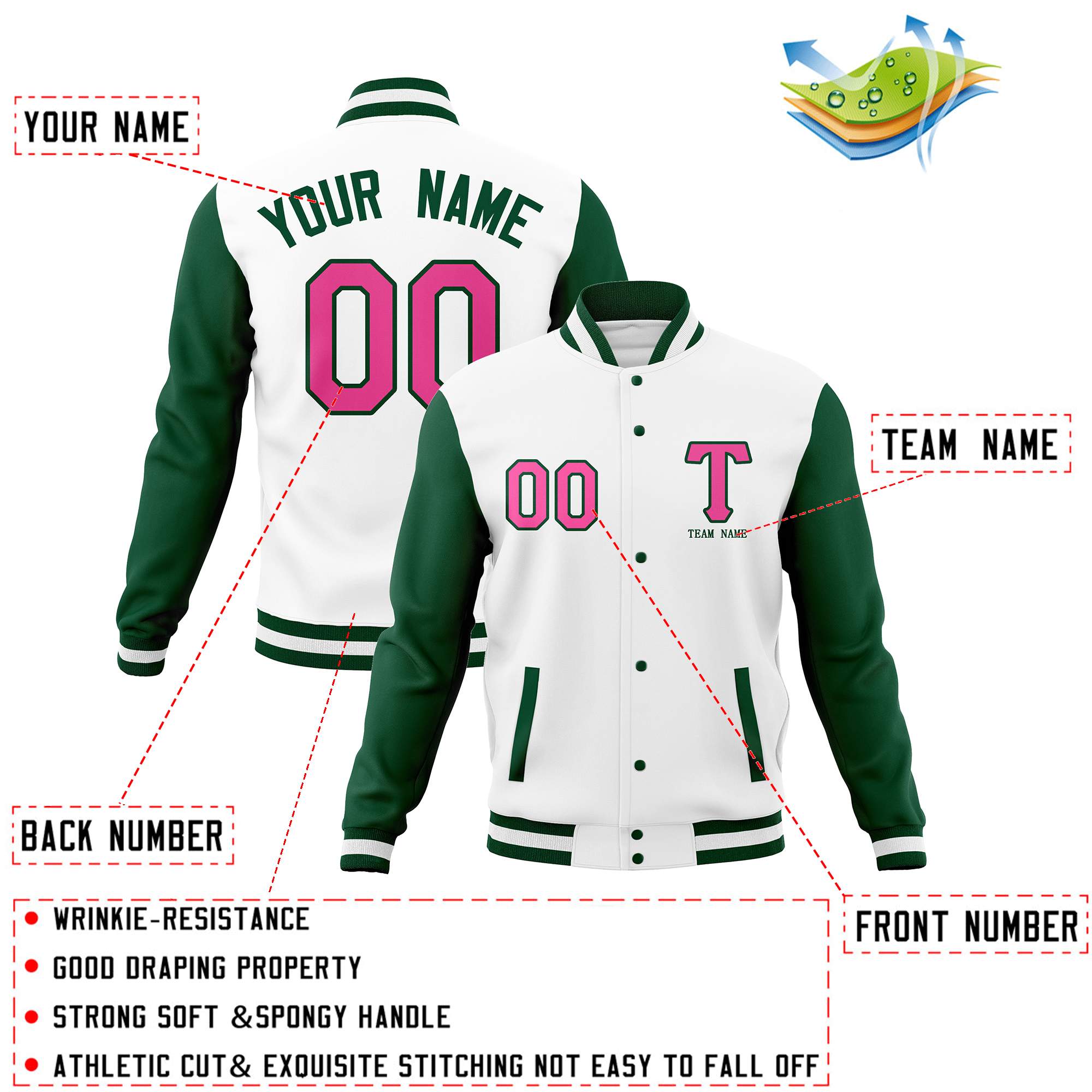 Custom Casual Letterman Varsity Jacket Stitched Baseball Coats