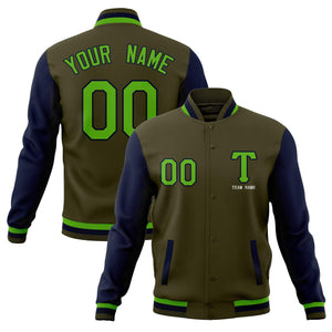 Custom Letterman Varsity Baseball Full-Snap Jacket Stitched Name Number