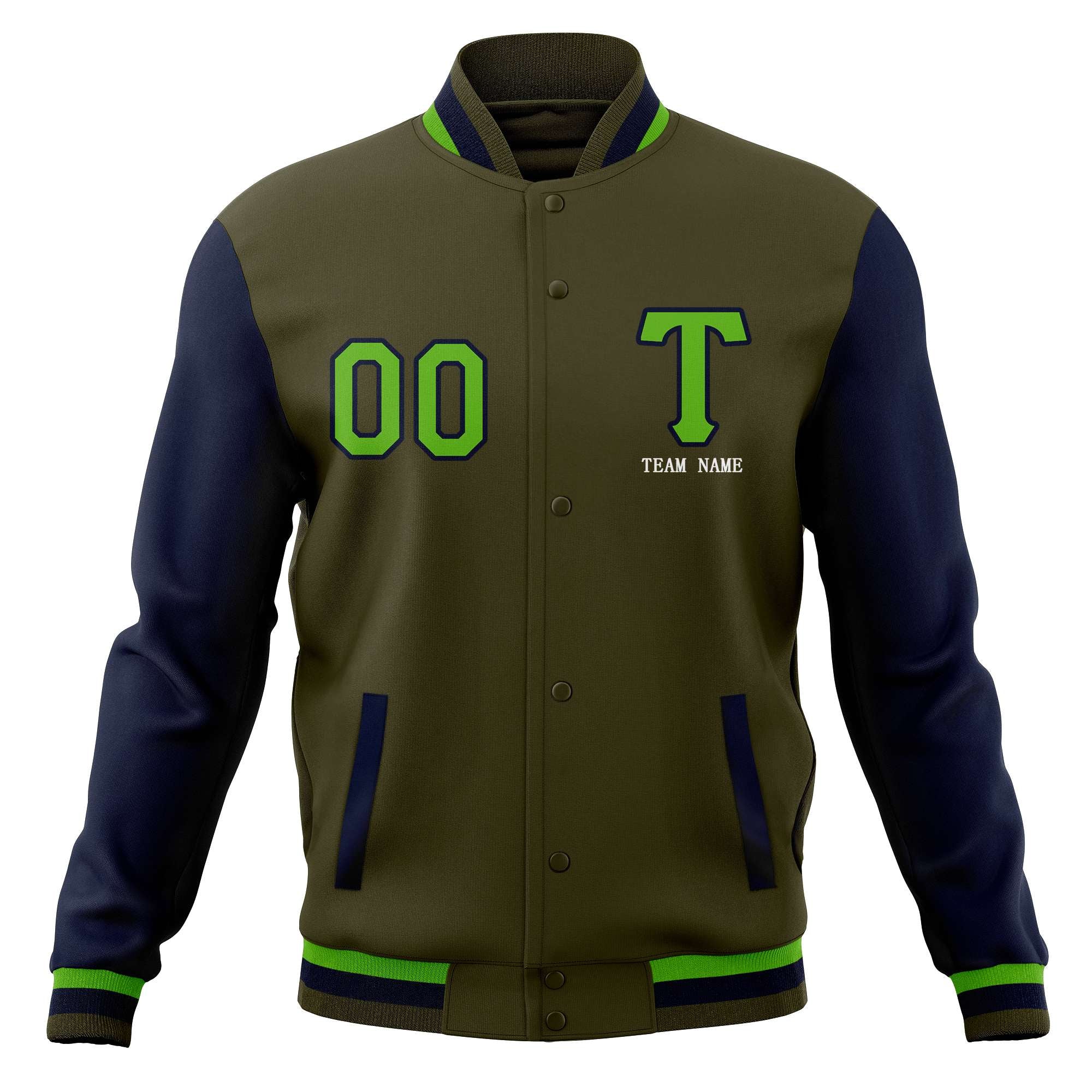 Custom Letterman Varsity Baseball Full-Snap Jacket Stitched Name Number