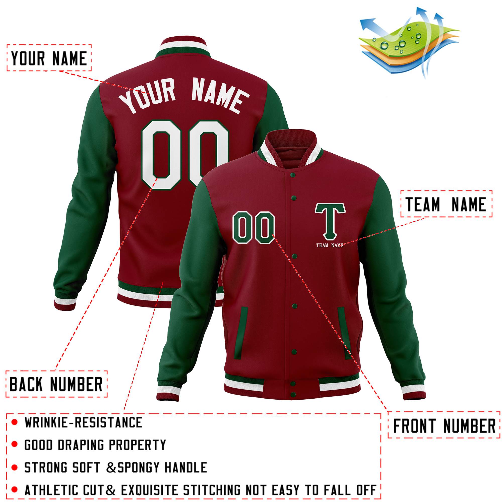 Custom Personalized Letterman Varsity Jacket Stitched Baseball Coats for Adults