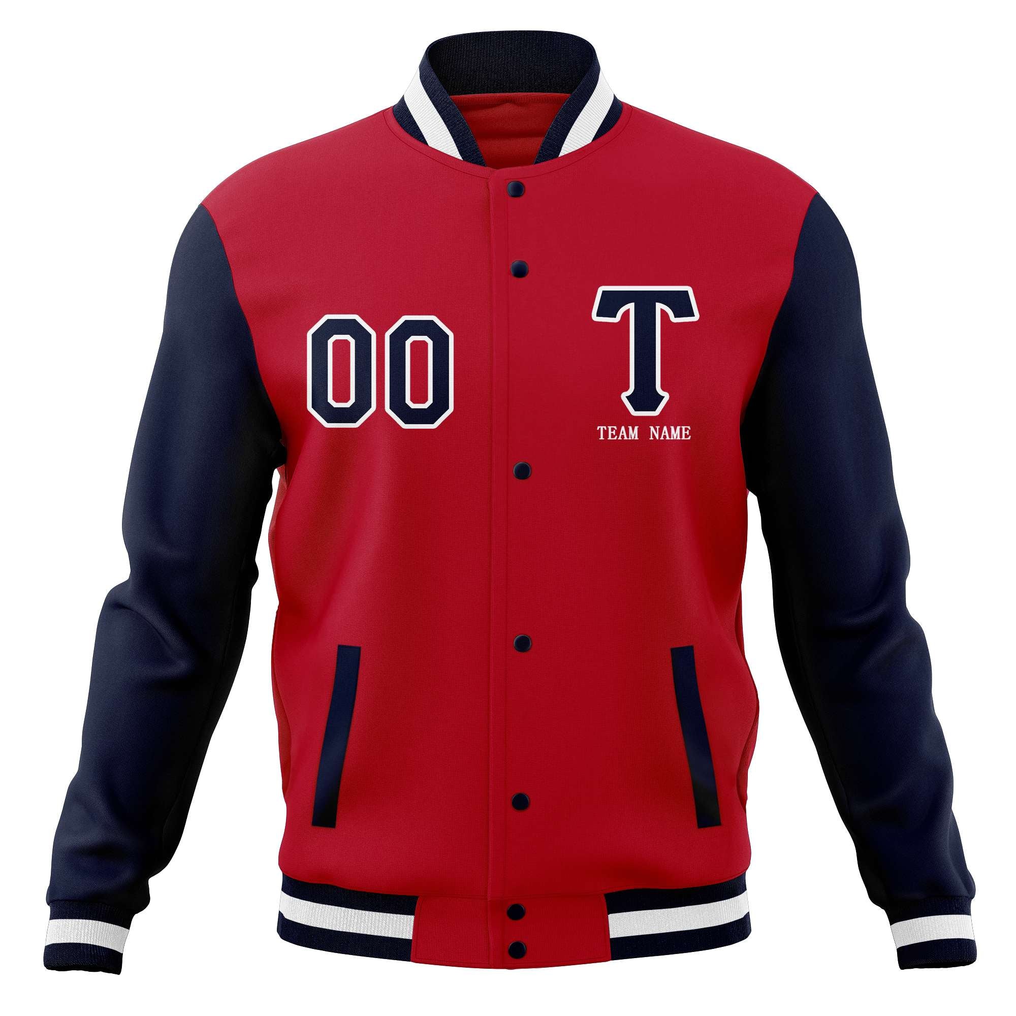 Custom Letterman Varsity Baseball Full-Snap Jacket Stitched Name Number