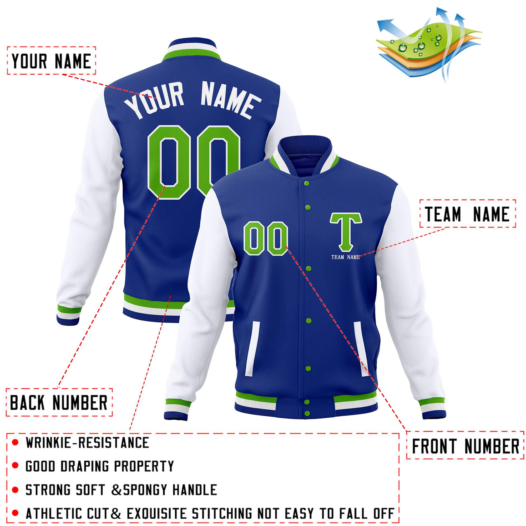 Custom Personalized Letterman Varsity Jacket Stitched Baseball Coats for Adults