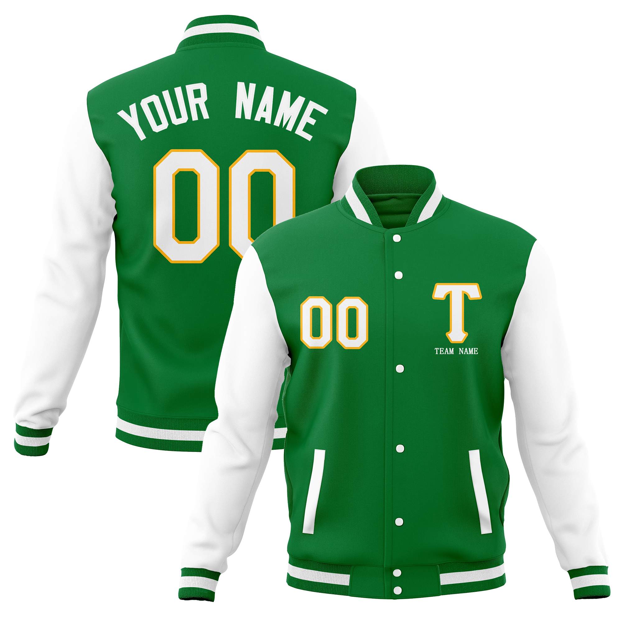 Custom Letterman Varsity Jacket Stitched Full-Snap Baseball Coats