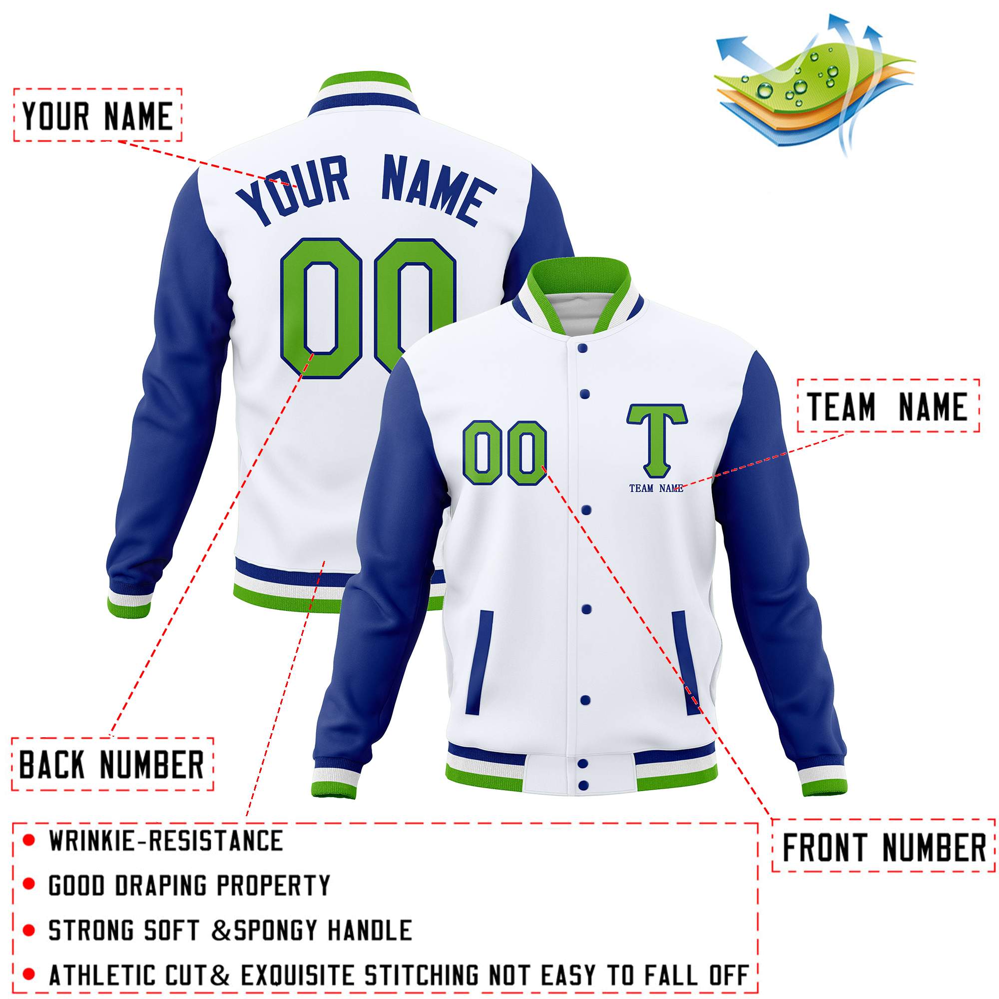 Custom Personalized Letterman Varsity Jacket Stitched Baseball Coats for Adults