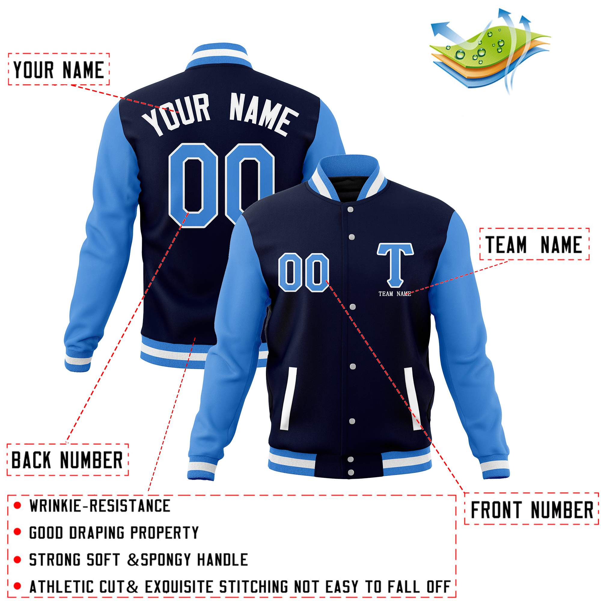 Custom Casual Letterman Varsity Jacket Stitched Baseball Coats