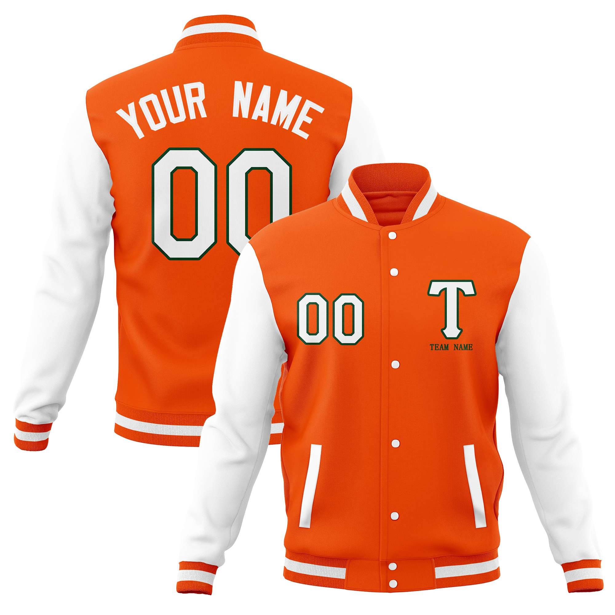 Custom Letterman Varsity Baseball Full-Snap Jacket Stitched Name Number