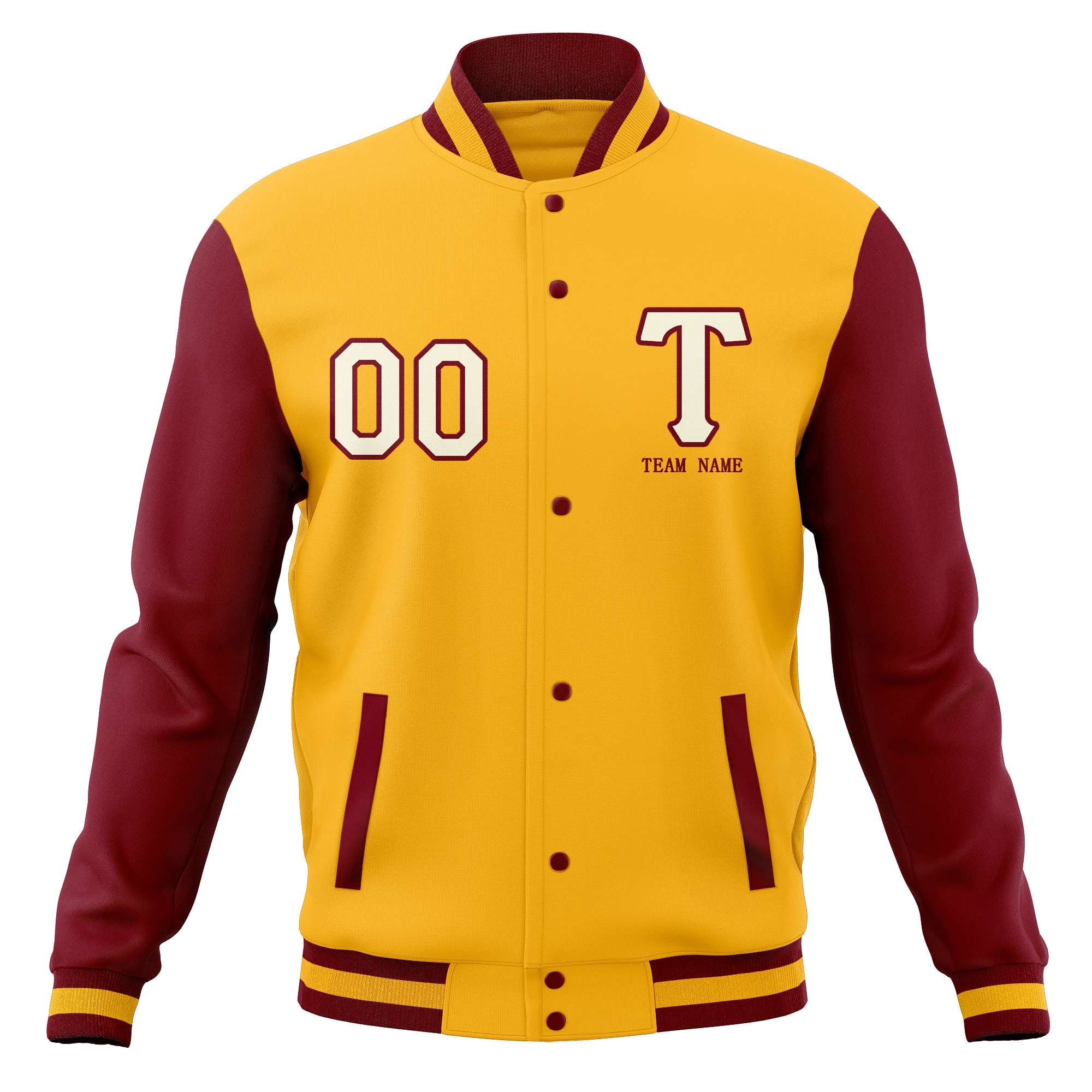 Custom Letterman Varsity Baseball Full-Snap Jacket Stitched Name Number