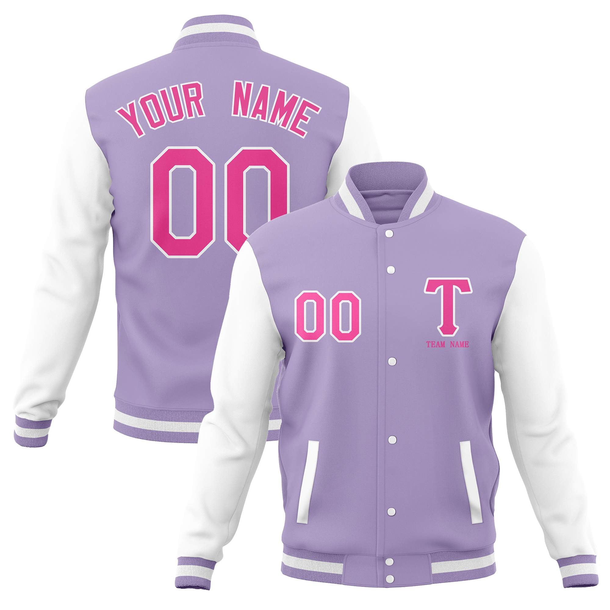 Custom Full-Snap Letterman Varsity Baseball Jacket Stitched Name Number