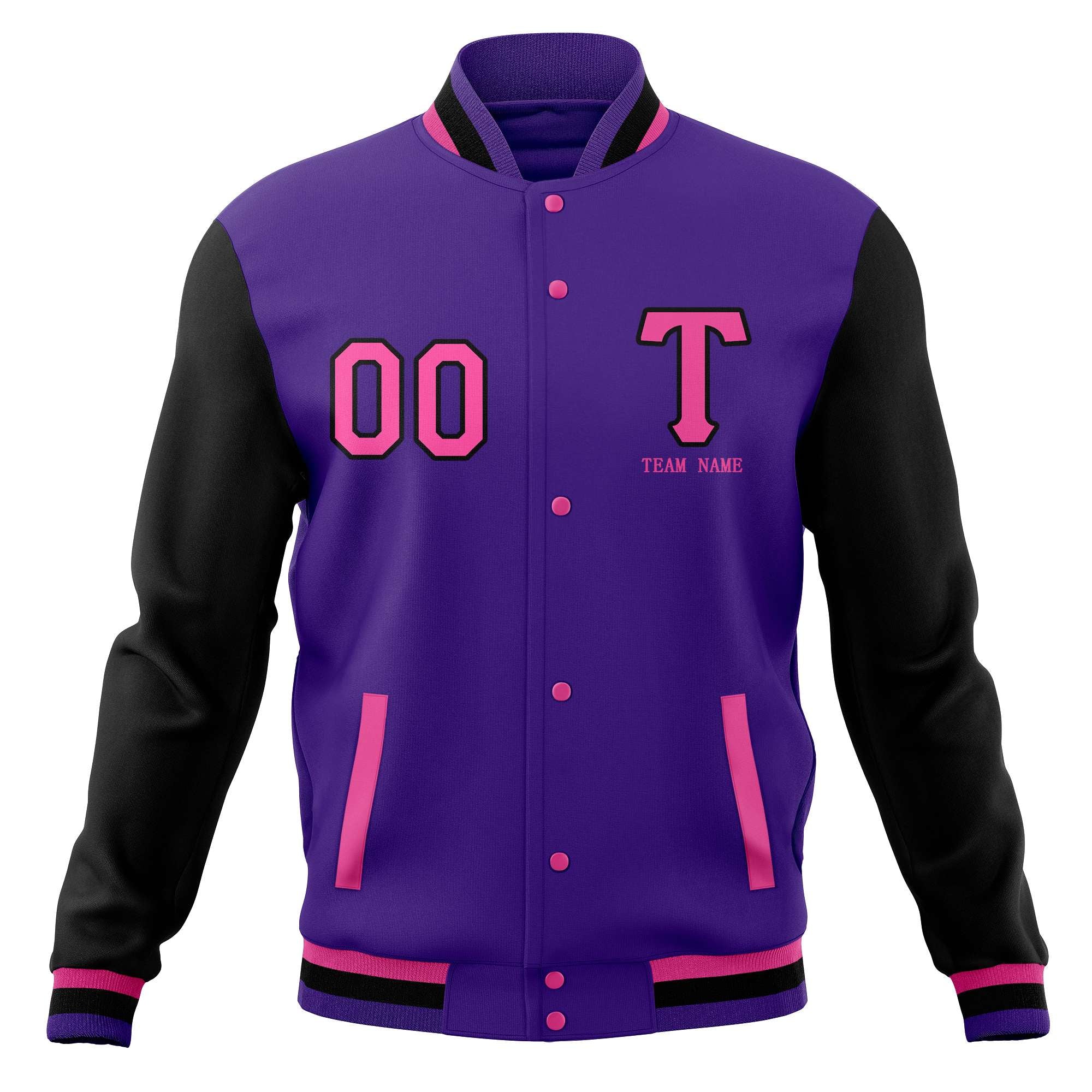 Custom Letterman Varsity Baseball Full-Snap Jacket Stitched Name Number