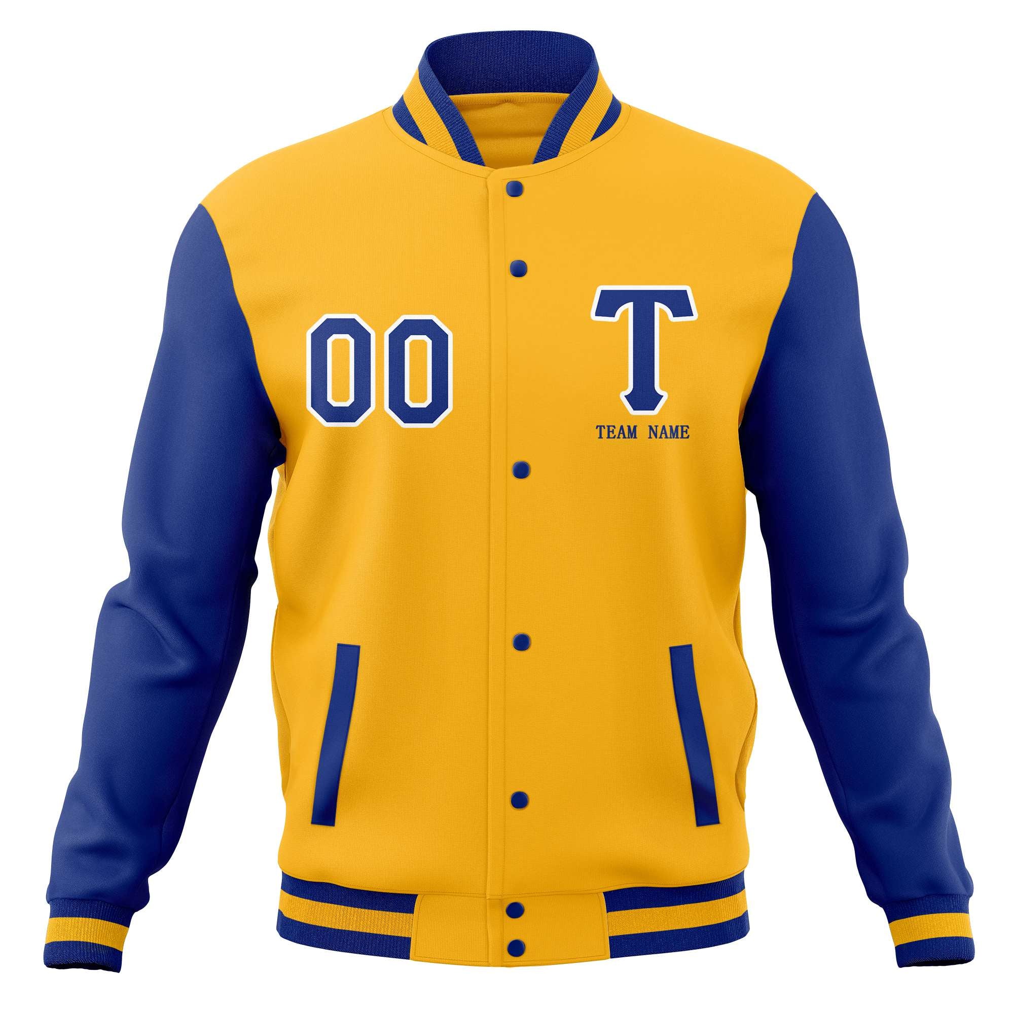 Custom Full-Snap Letterman Varsity Baseball Jacket Stitched Name Number