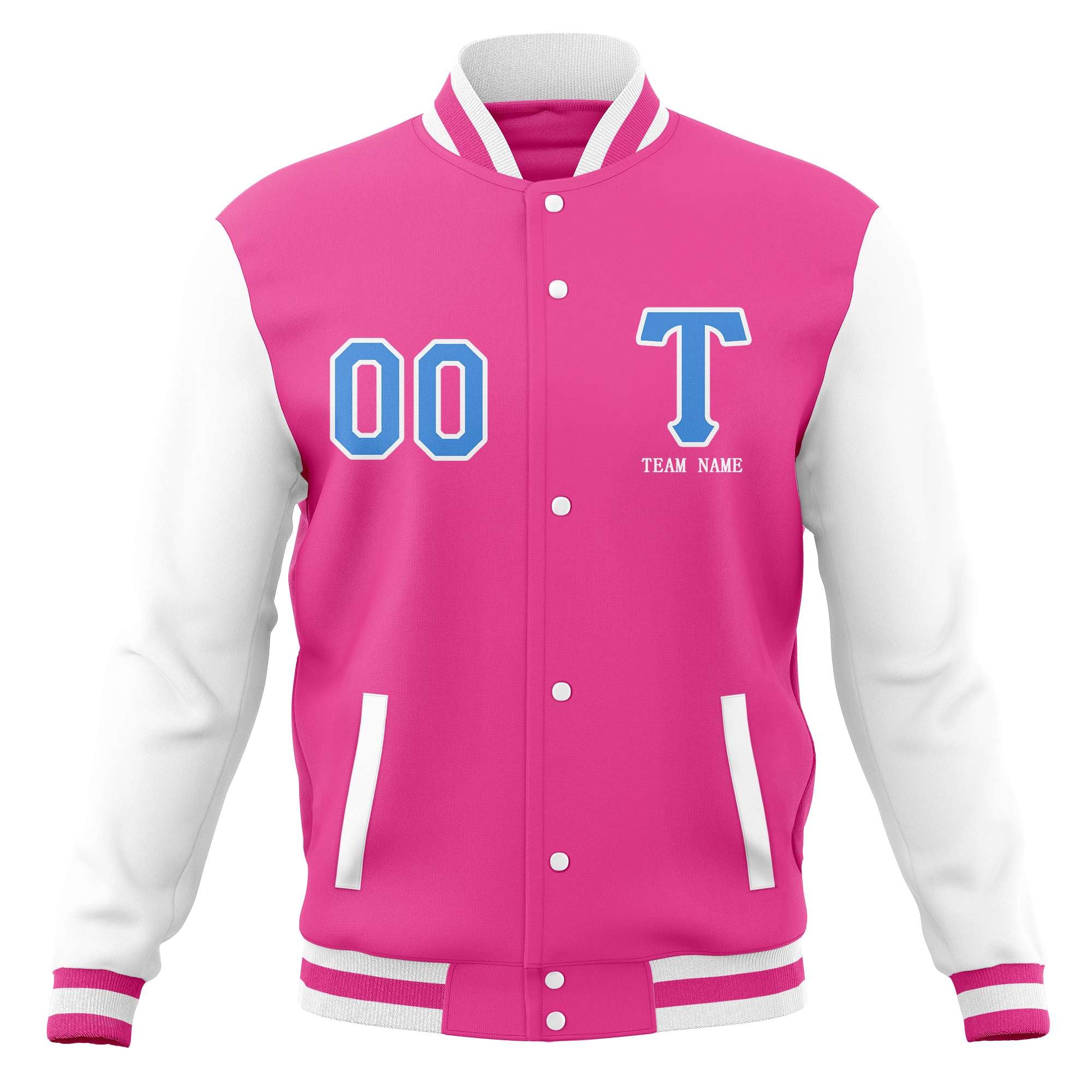 Custom Full-Snap Letterman Varsity Baseball Jacket Stitched Name Number