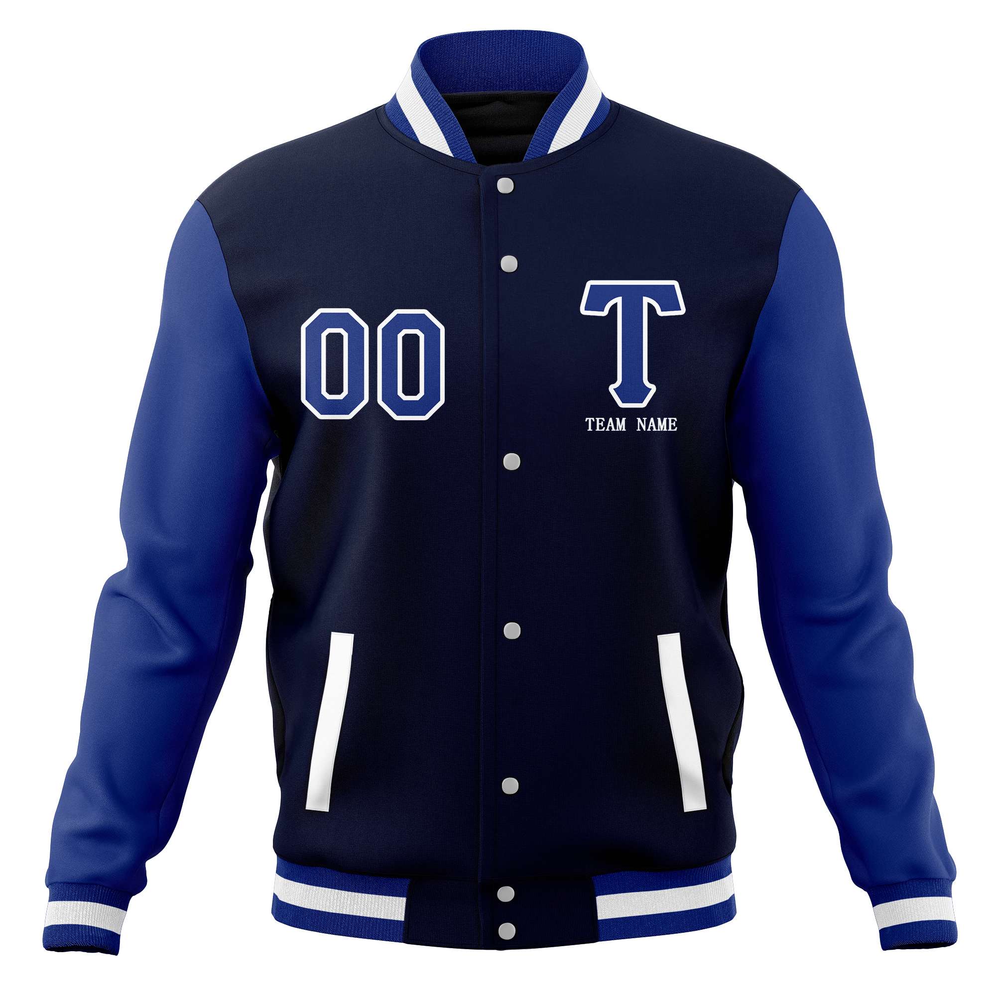 Custom Full-Snap Letterman Varsity Baseball Jacket Stitched Name Number