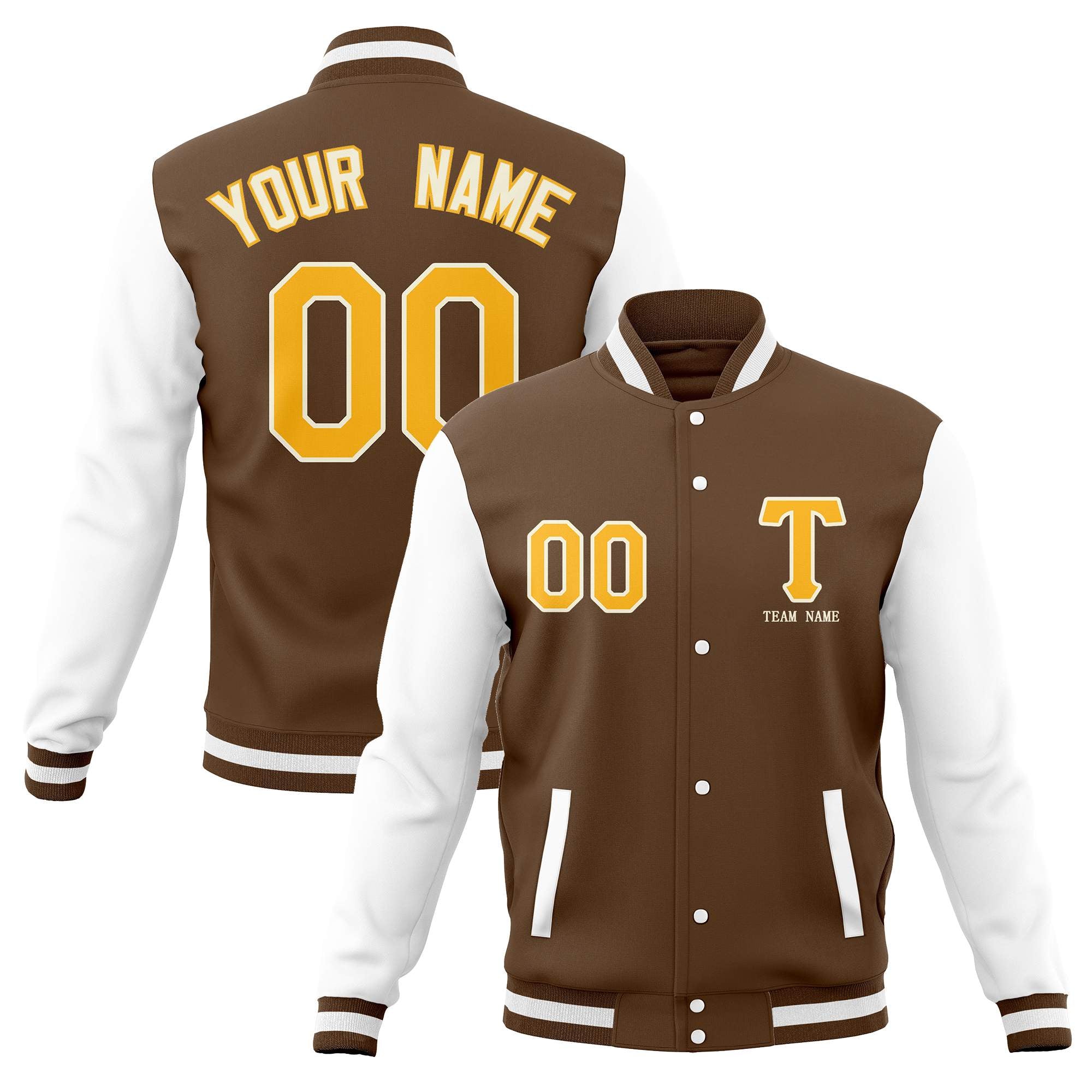 Custom Full-Snap Letterman Varsity Baseball Jacket Stitched Name Number