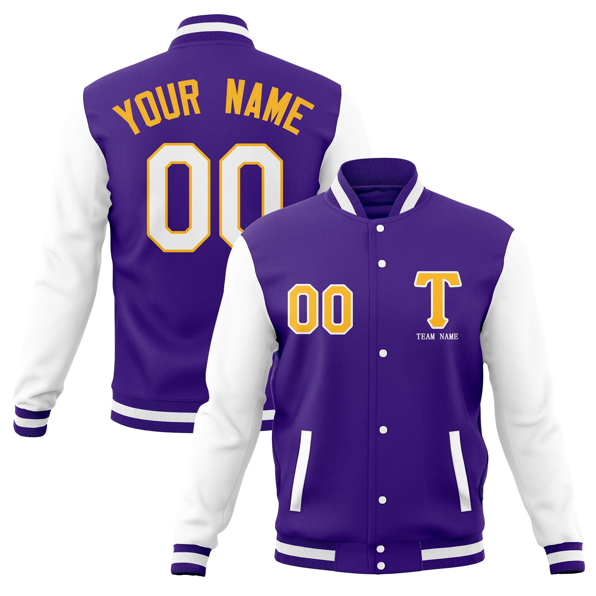 Custom Full-Snap Baseball Coats Stitched Letterman Varsity Jacket